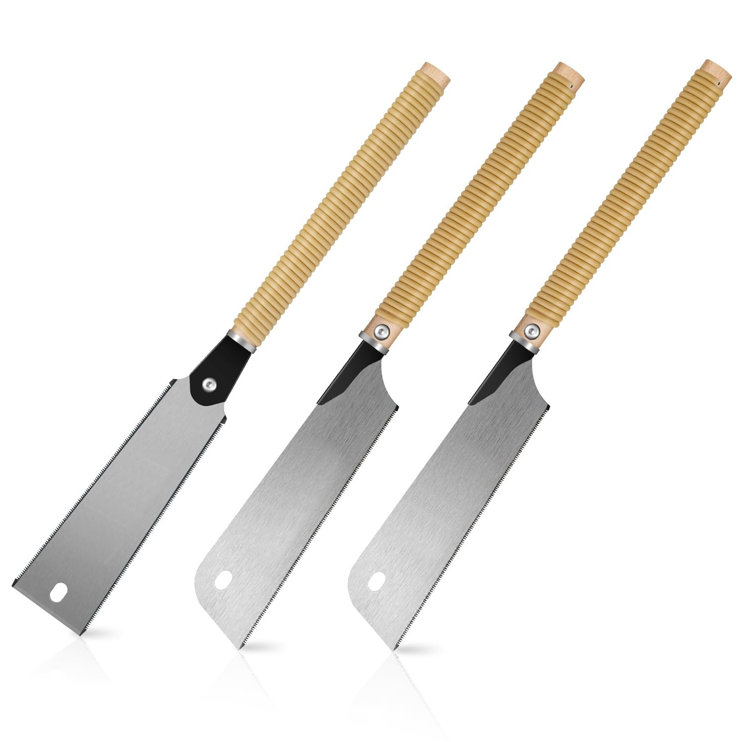 Auto Dynasty 3pcs Handsaw Set Japanese Saw Double-edged with Black