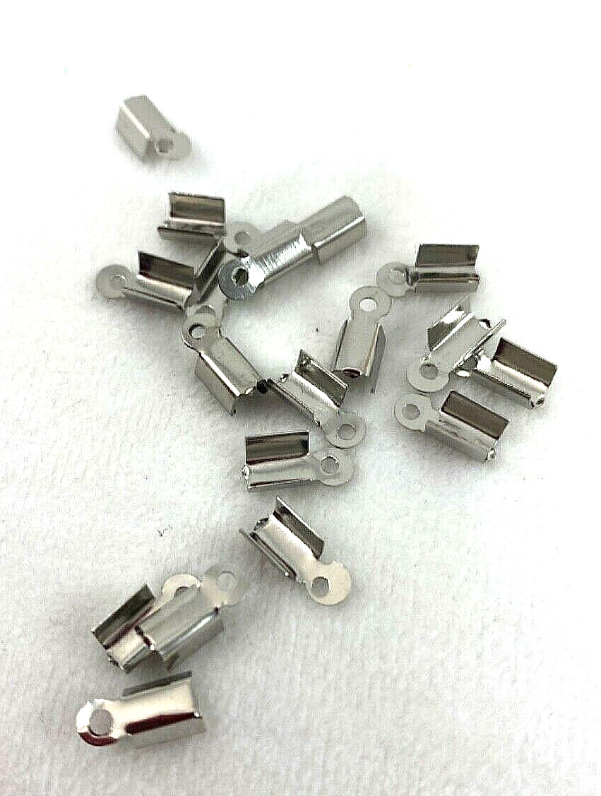 Findings ~ 2000  pieces ~ Rhodium Plate End Cord Crimp Hp29a