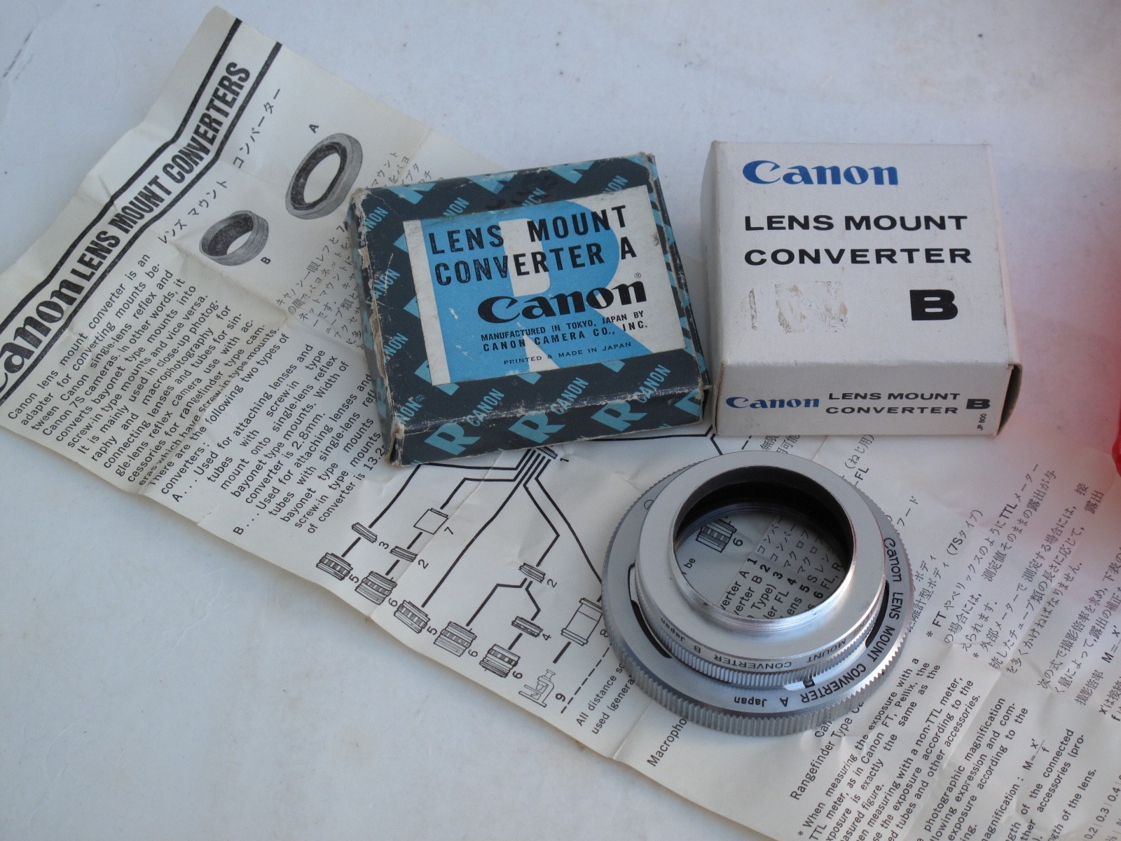 Canon lens mount converter A & B with instructions,  US SELLER "LQQK"