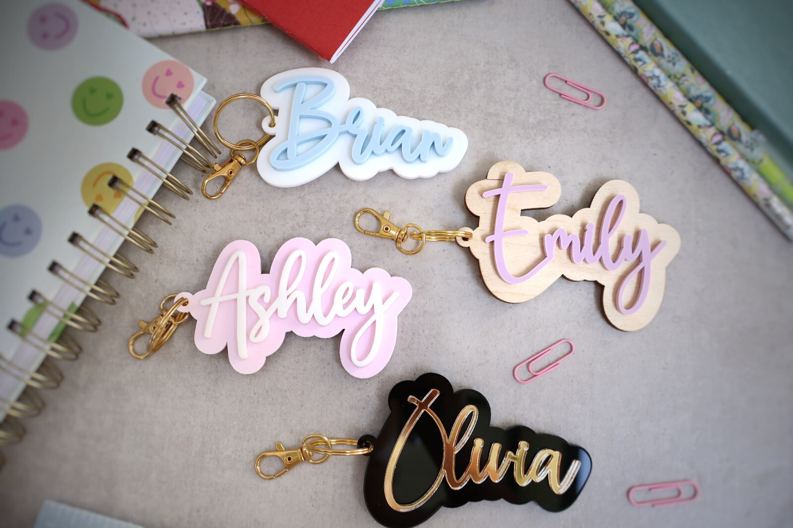 Acrylic Keychain Personalized, Custom Name Charm, School Tag, Backpack,