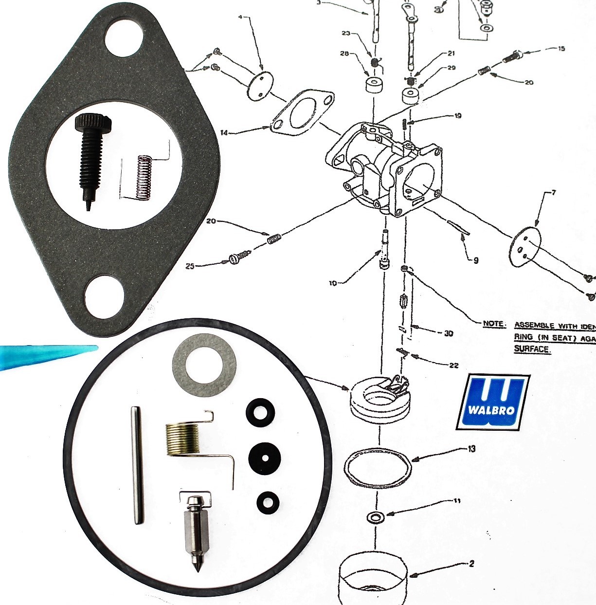 GENUINE WALBRO Carburetor Kit fits LMH5 LMH6 LMH7 LMH8 LMH9 LMH10 LMH11  LMH WA8