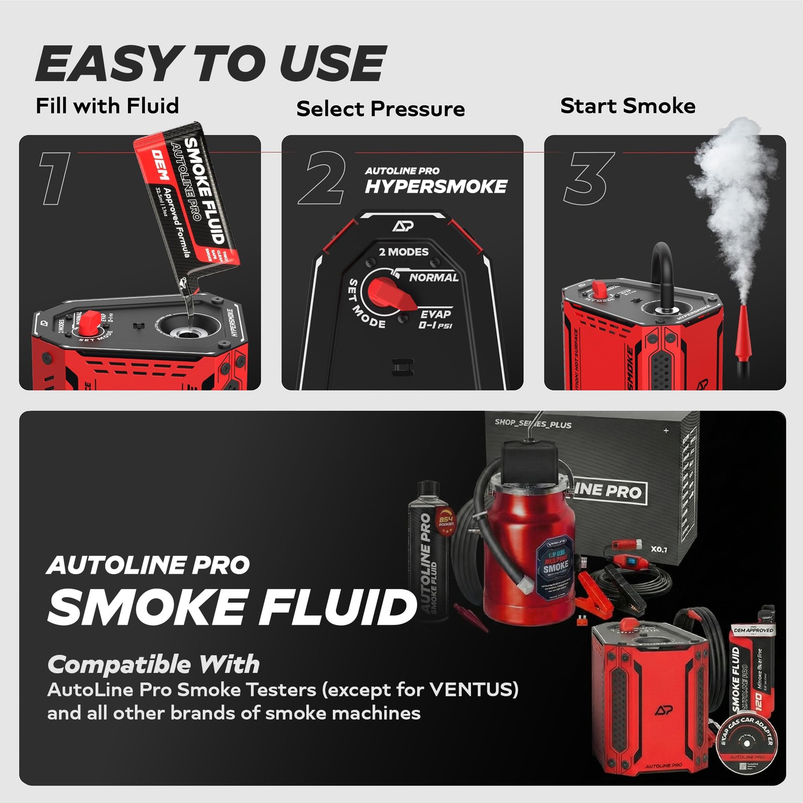 Automotive Smoke Machine Fluid 4.4oz Thick Solution for Leak Detection