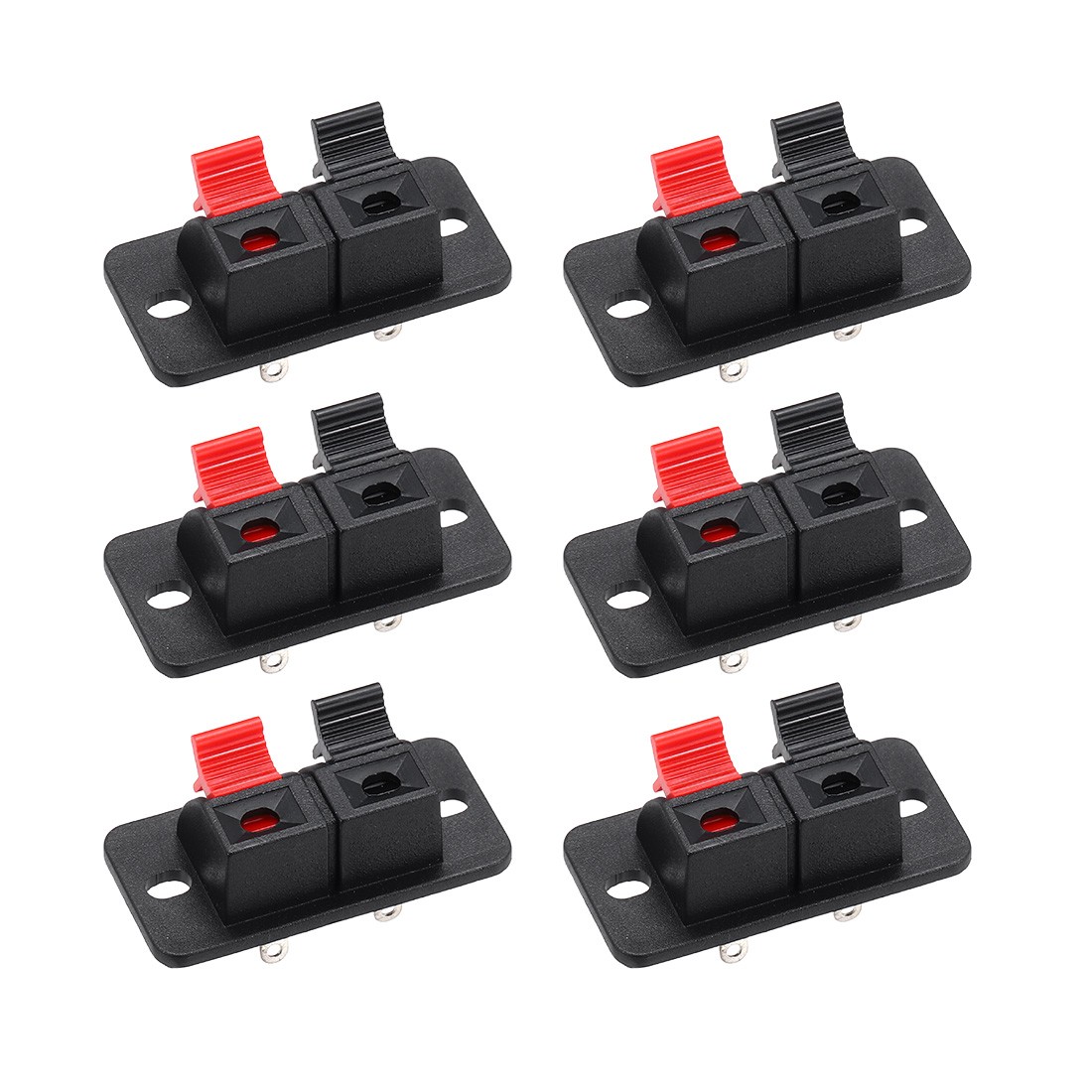 2 Way Spring Speaker Push Release Connector Terminals Strip Block WP2-204 6Pcs