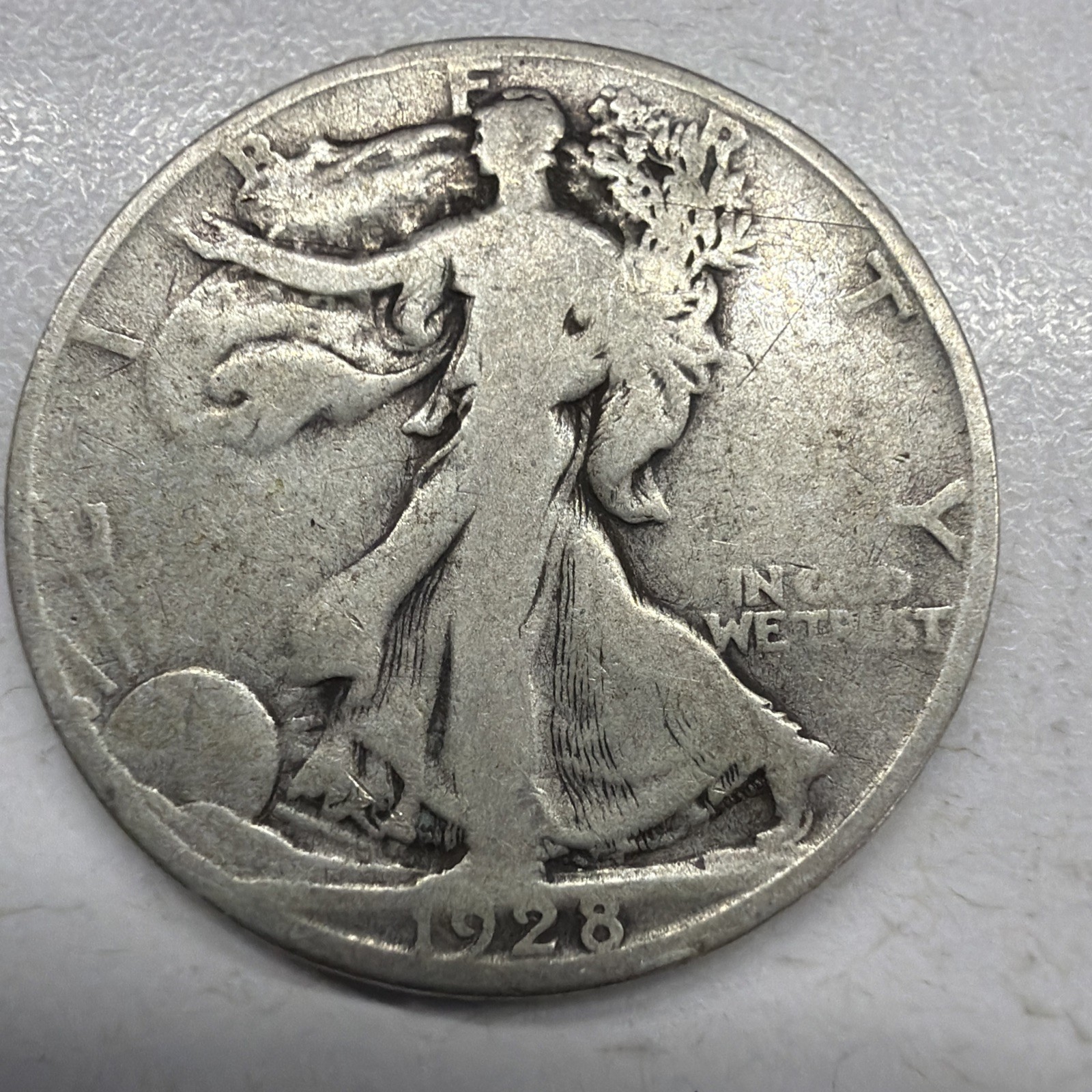 1928-S Walking Liberty Half Dollar 50c Silver Actual Coin Very Fine Great Add