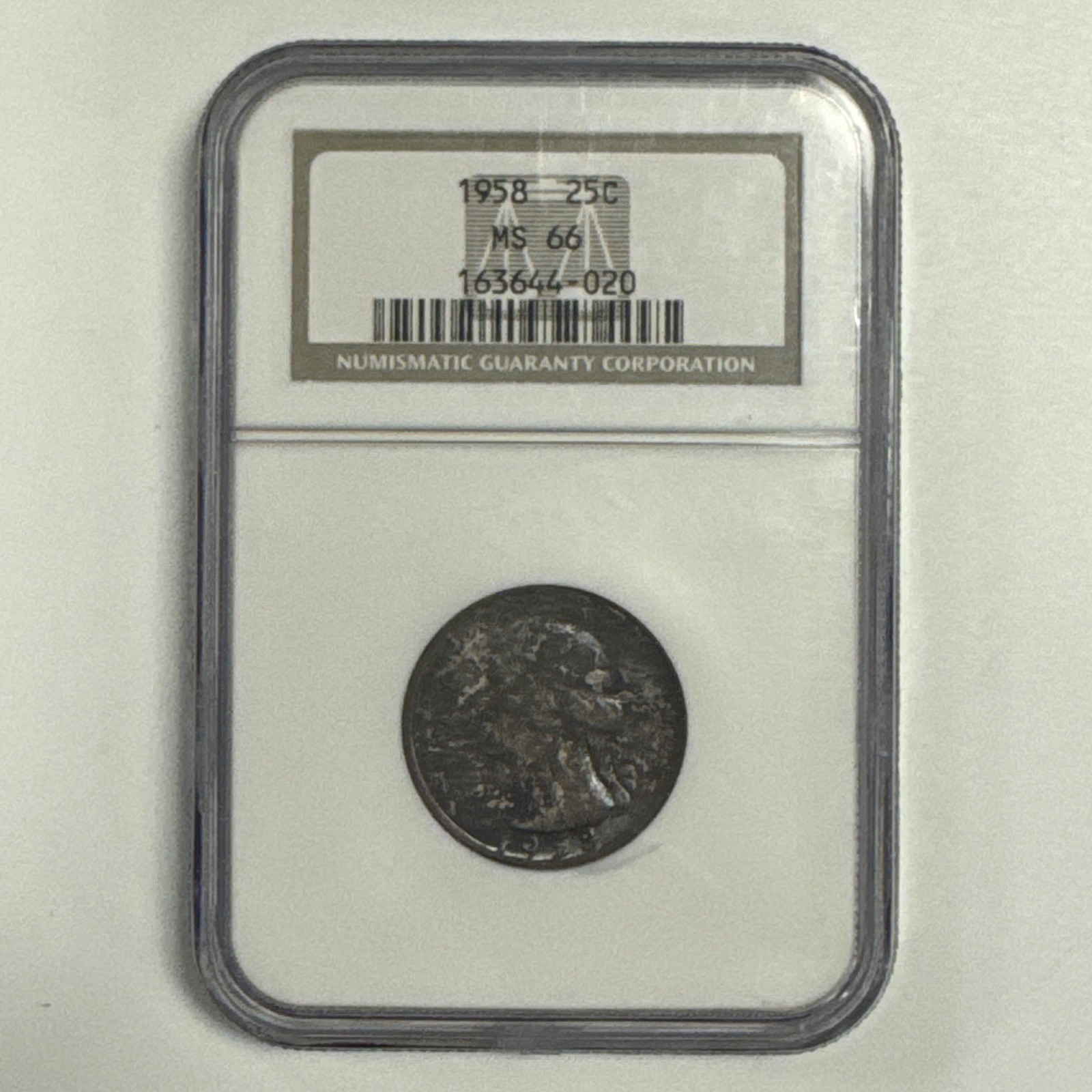 1958 Washington Silver Quarter NGC MS66 Blue Rainbow Toning Gem Uncirculated