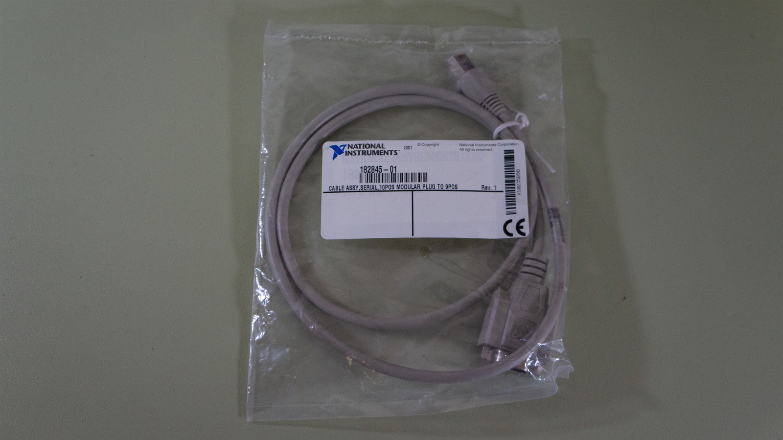 National Instruments 182845-01 Cable Assy, Serial, 10 Modular Plug to 9 DSUB New