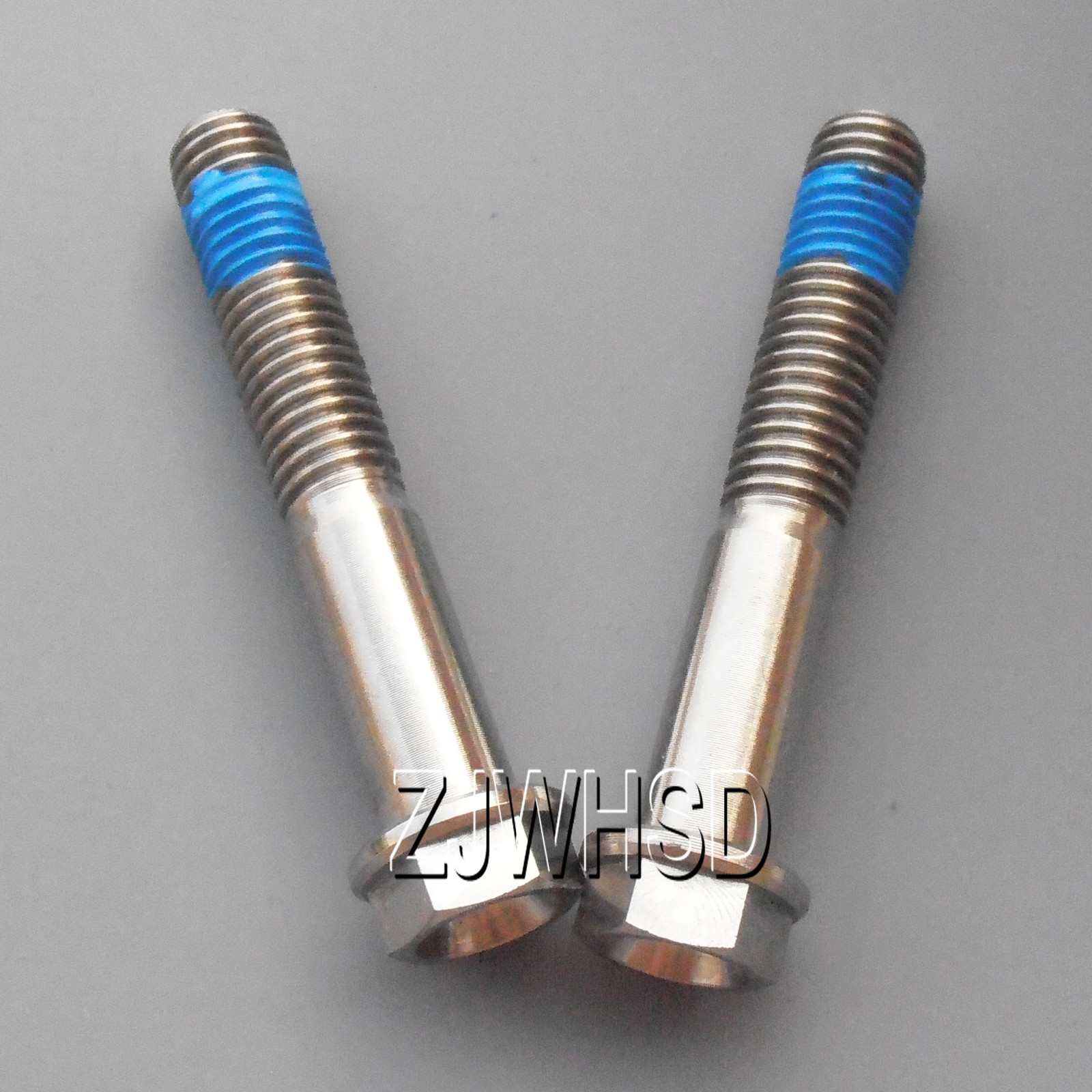 2pcs M8 x 50 mm Ti Titanium Screw Bolt Hexagon Hex Head Flange + Thread Loker
