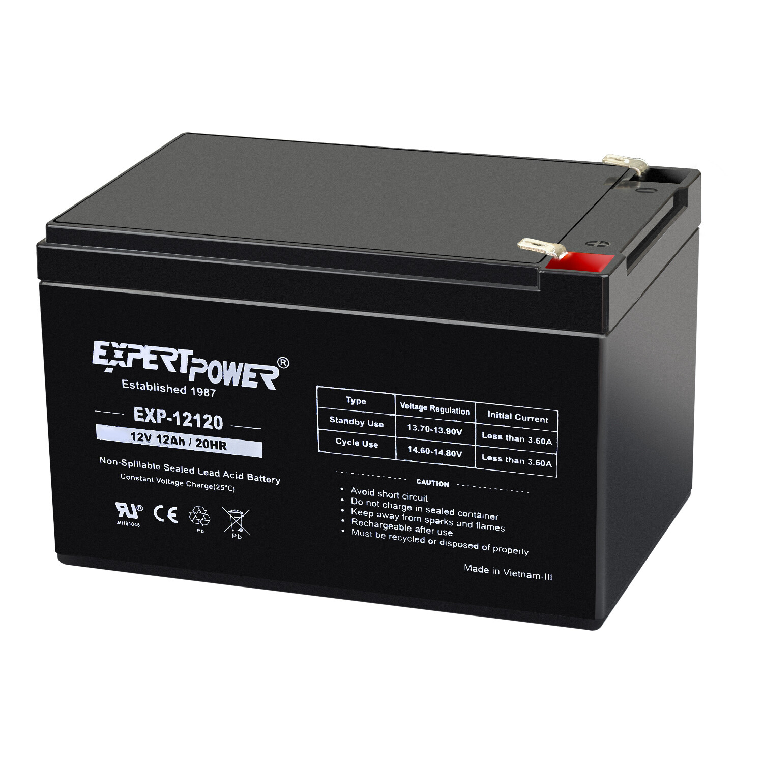 EXPERT POWER 12V 12AH SLA Battery Replacement for Long Way LW-6FM10