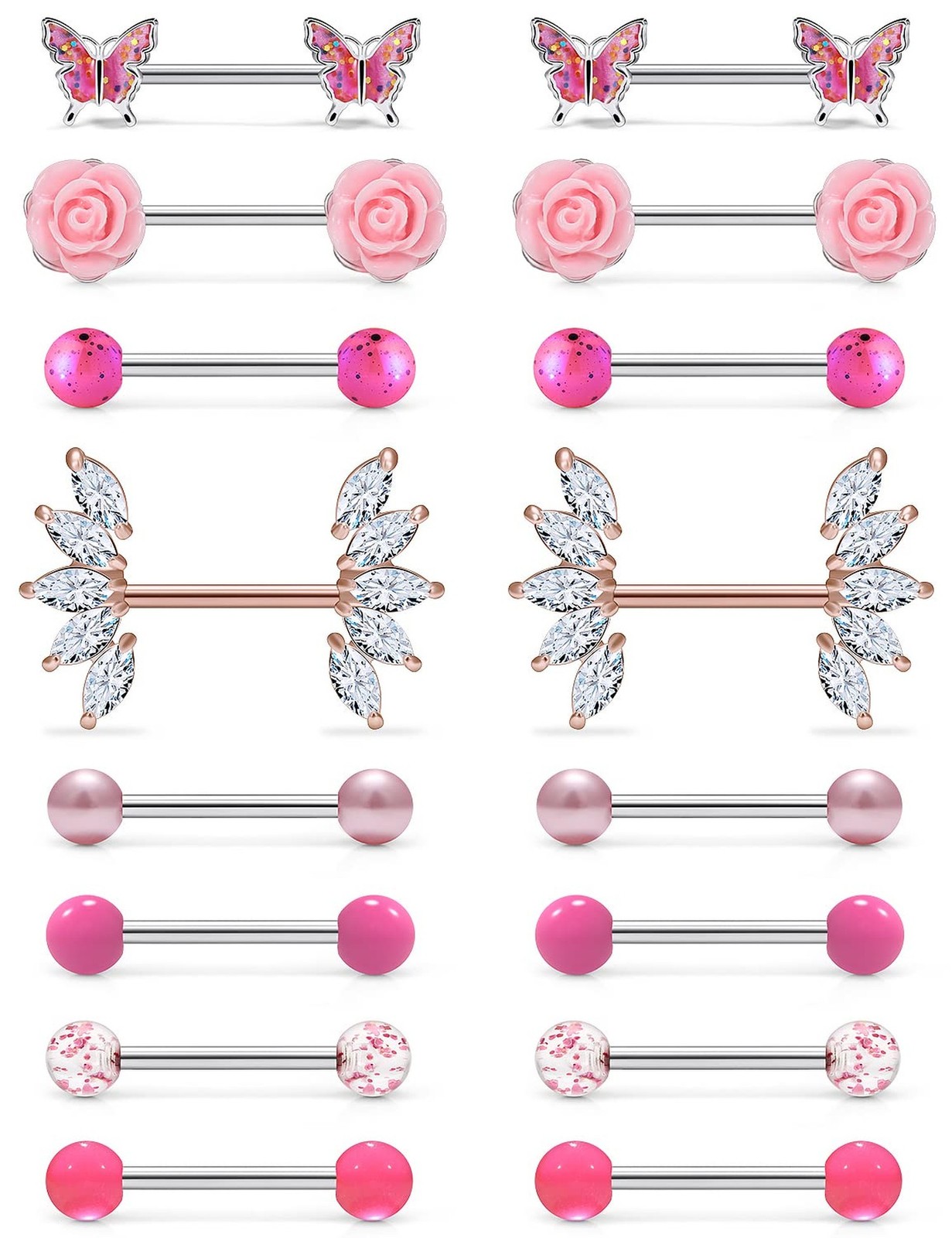 Nipple Rings For Women Nipple Piercing Jewelry 14G Surgical Steel Cubic Zirco...