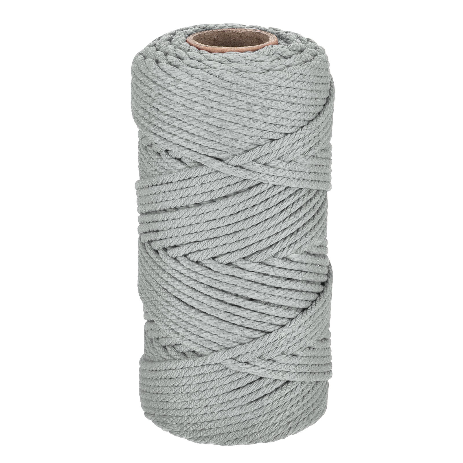 5/32" 328 Feet Macrame Cord, Cotton Cord Rope String 4 Strands Light Grey