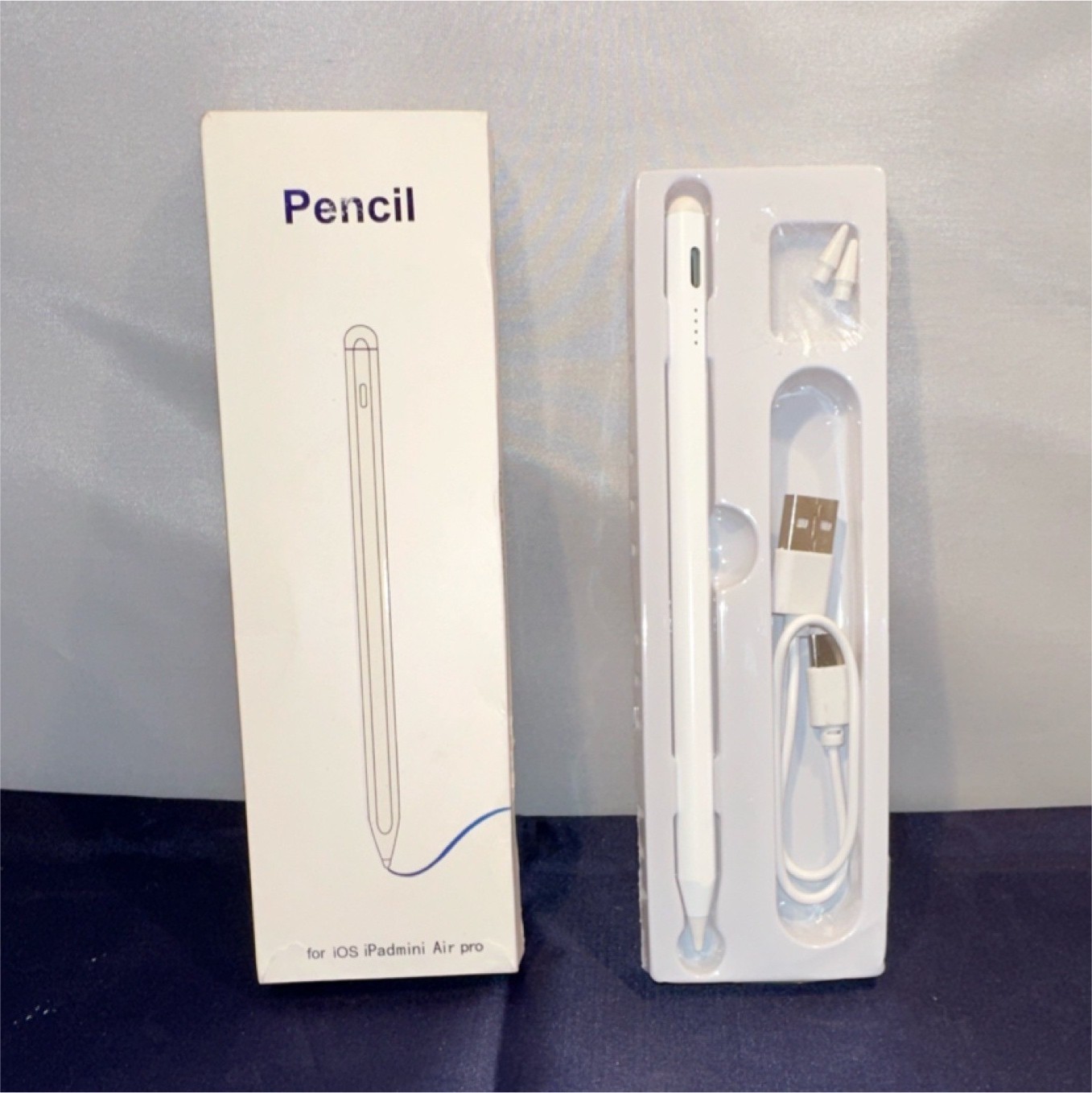 White Battery Powered Stylus Pencil for iOS iPad mini Air Pro with USB Charger
