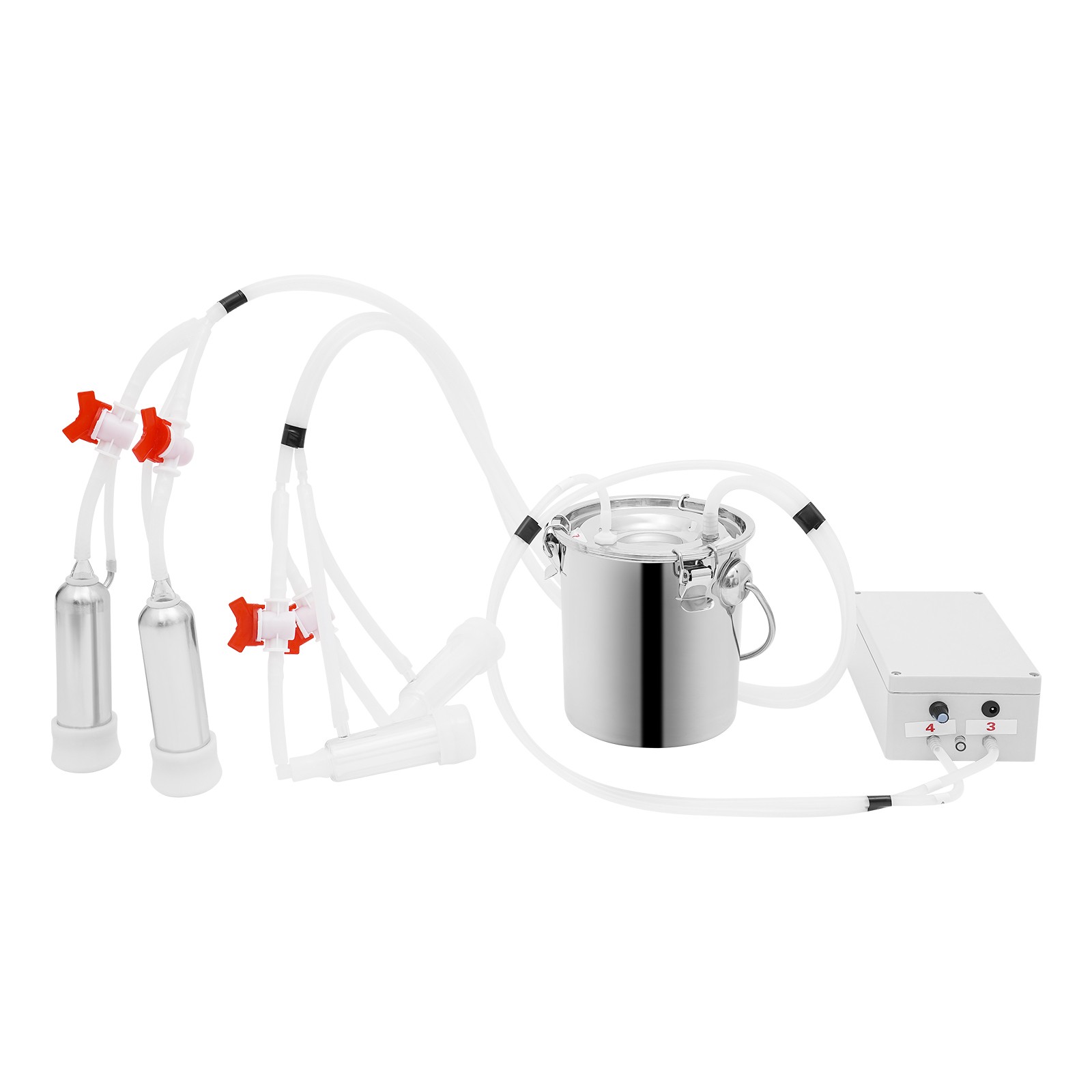 Electric Pulsation Cow Milking Machine, 3L Stainless Steel Bucket