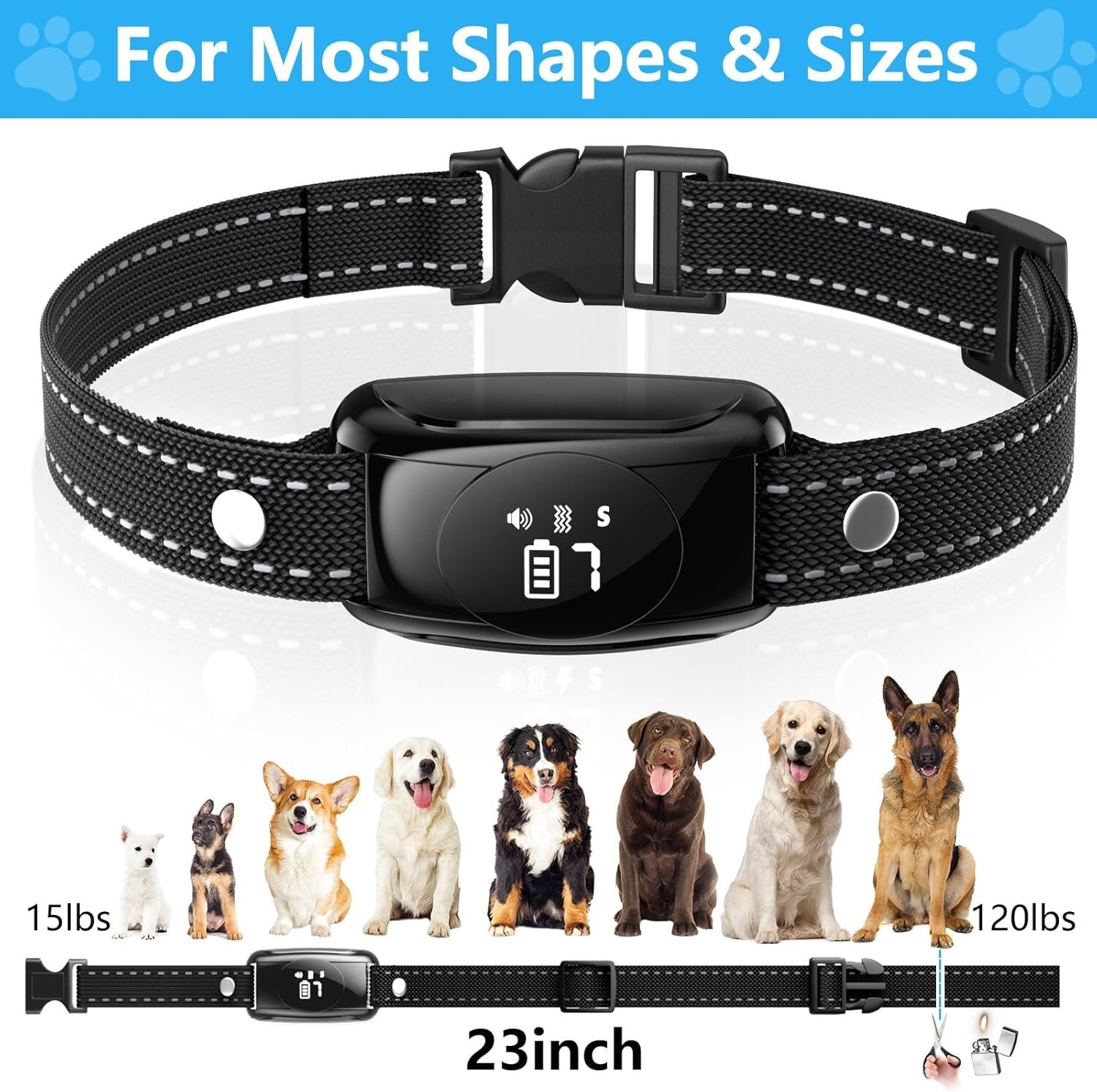 Dog Training Collar with Remote, NO SHOCK Collar Medium & Small Dog