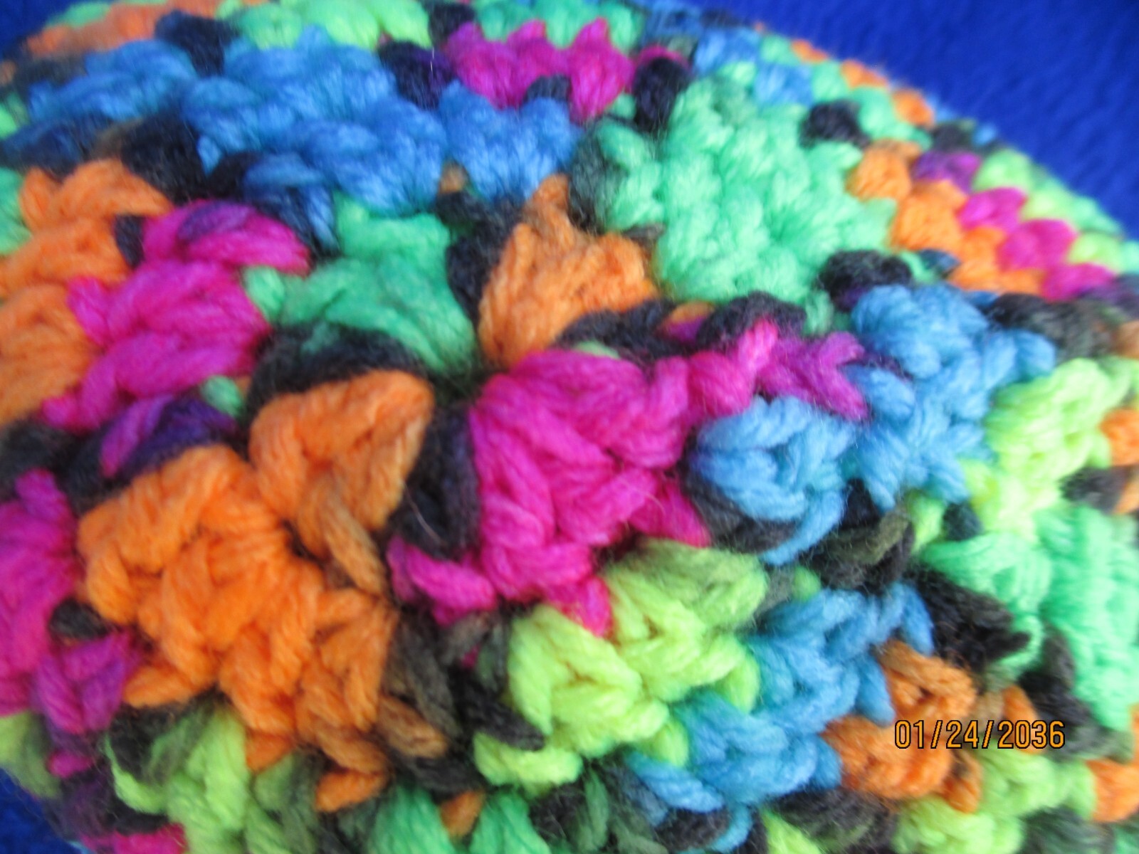 Ladies' Hand Crocheted Beanie Hat Mixed Colors 100% Acrylic Adult Size