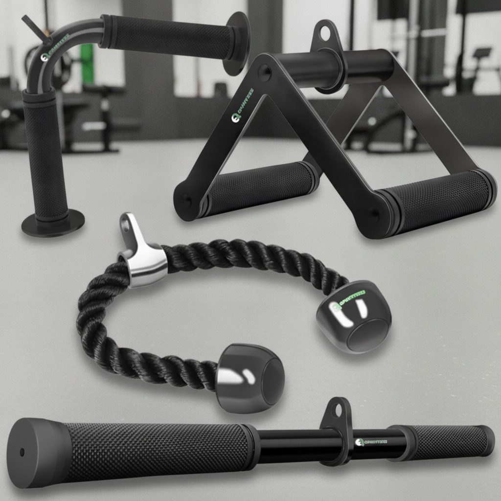 Cable Pulldown Attachment Set Compatible with Home Gym, Alloy Steel, 4 pcs