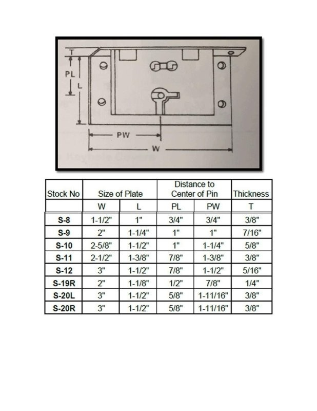 Large Brass Half Mortise Chest Lock with Skeleton Key S-12 NEW