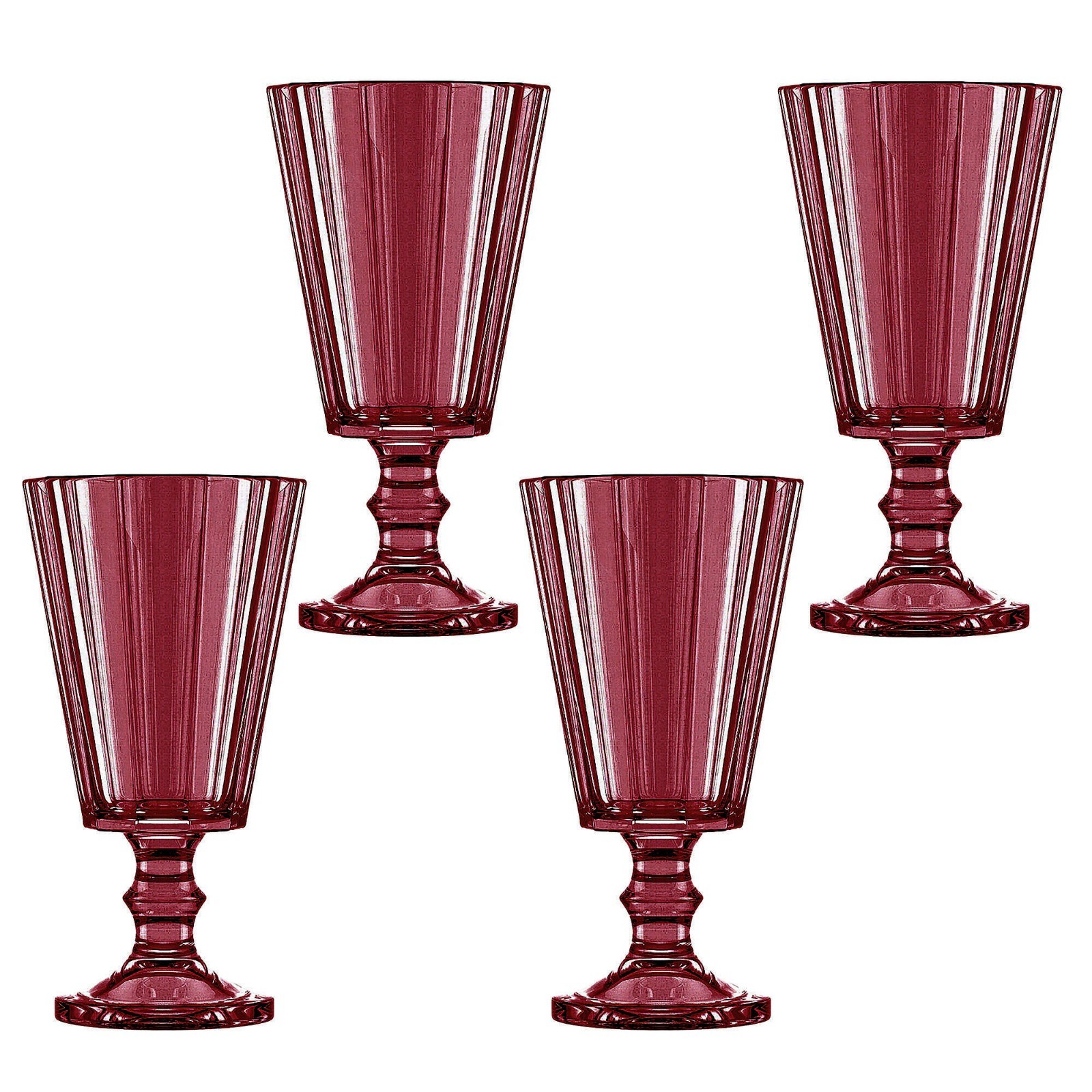 4 pc Faceted Shot Glass Set Lafitnik Russian Ryumka 50 ml Лафитник Рюмка, Red