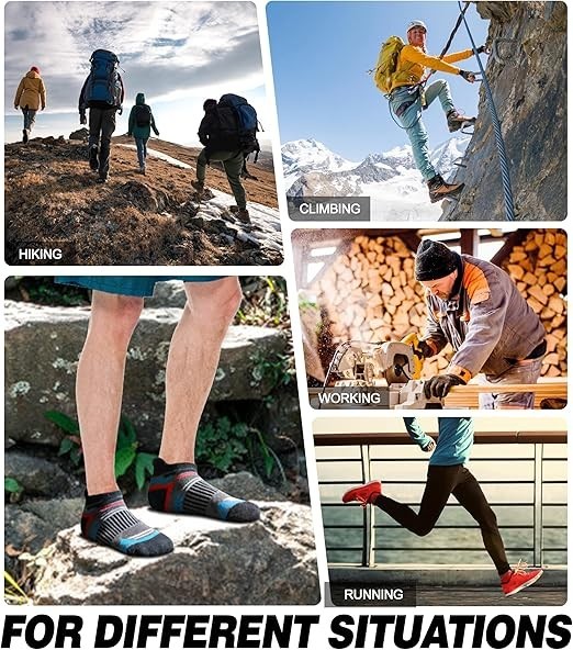 6 Pairs Merino Wool Ankle Running Hiking Socks Compression Support Breathable Th