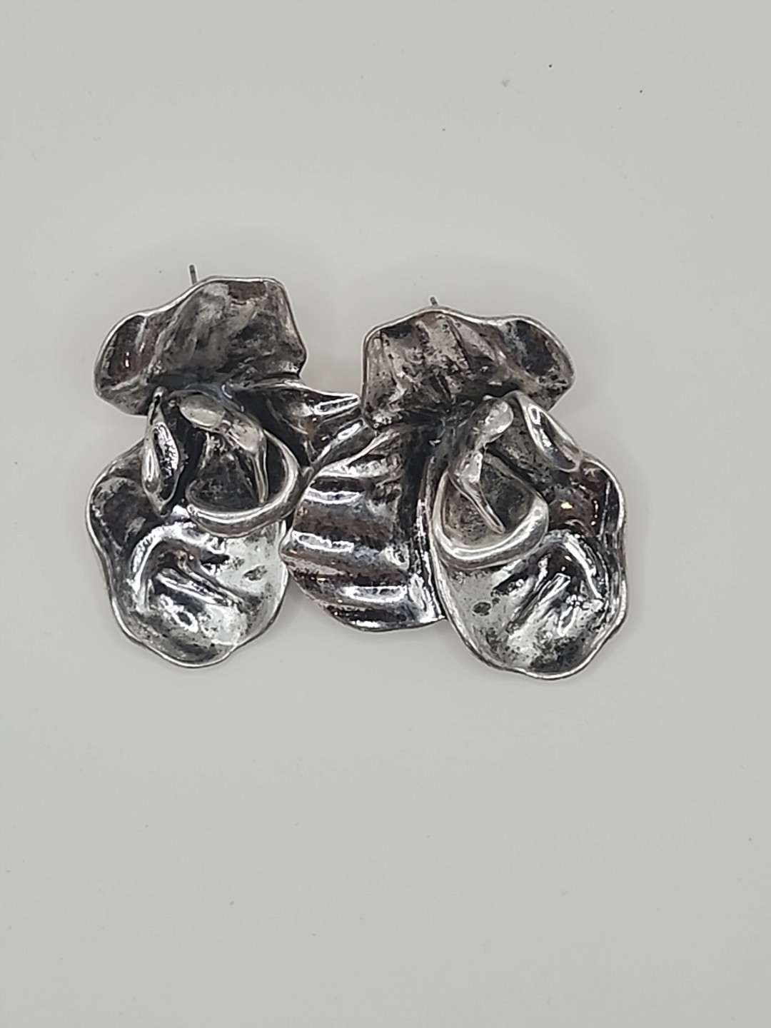 Huge Silverstone Metal Flower Earrings