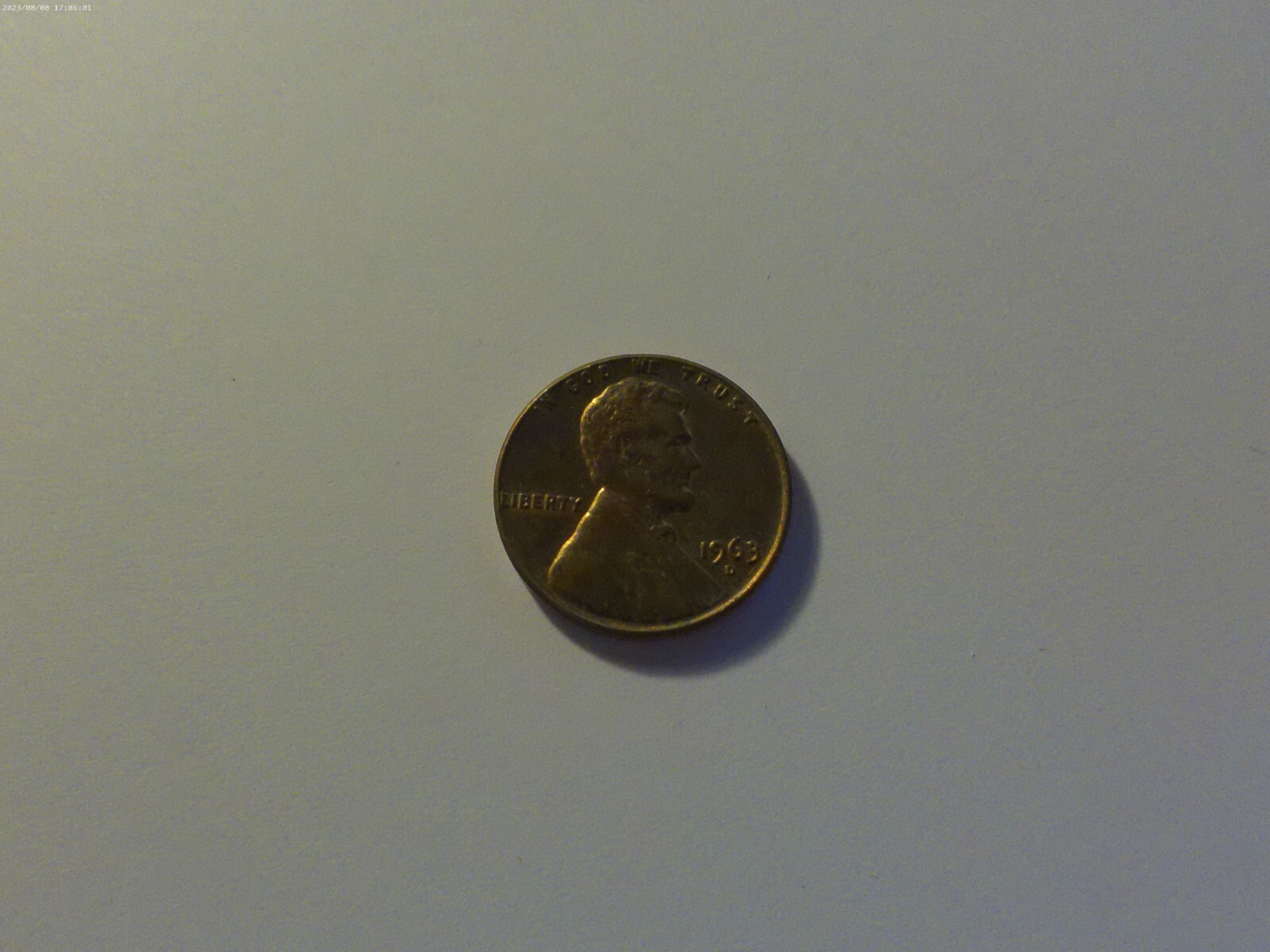 1963-D Lincoln Memorial Cent Error on Reverse Strike Through
