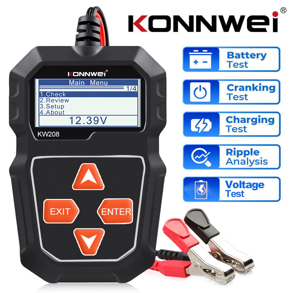 KONNWEI KW208 Car 12V Battery Tester 100-2000 CCA Load Charging Cranking Test US