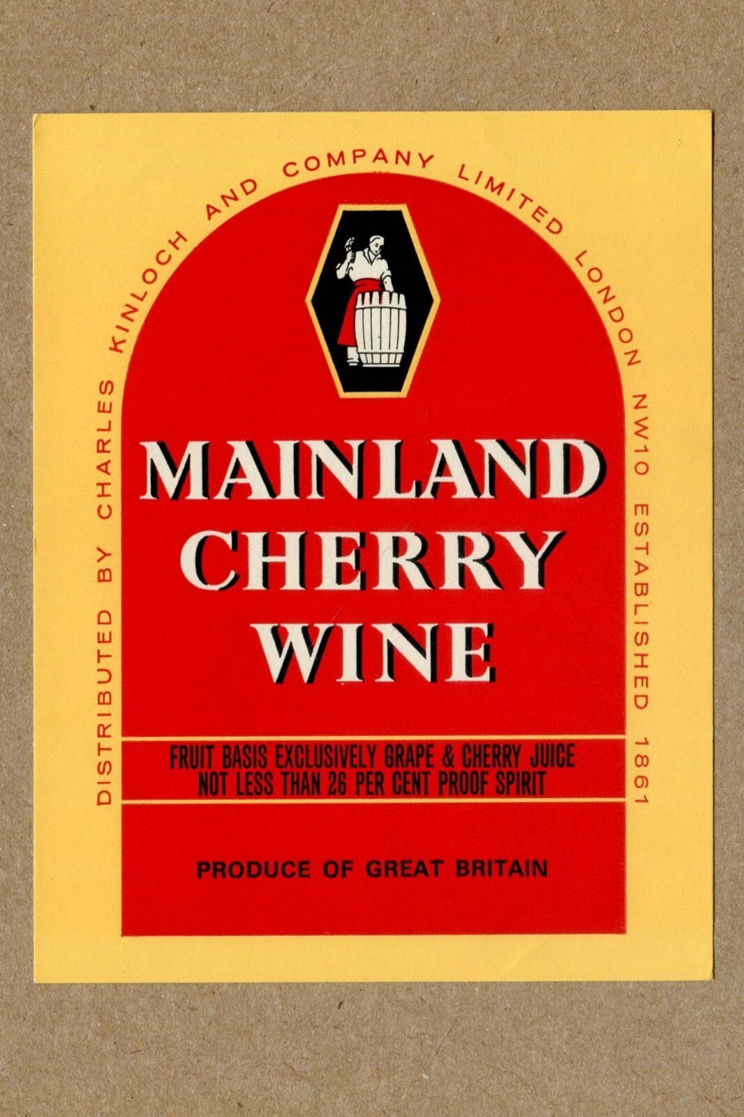 MAINLAND CHERRY WINE. Produce of Great Britain LABEL