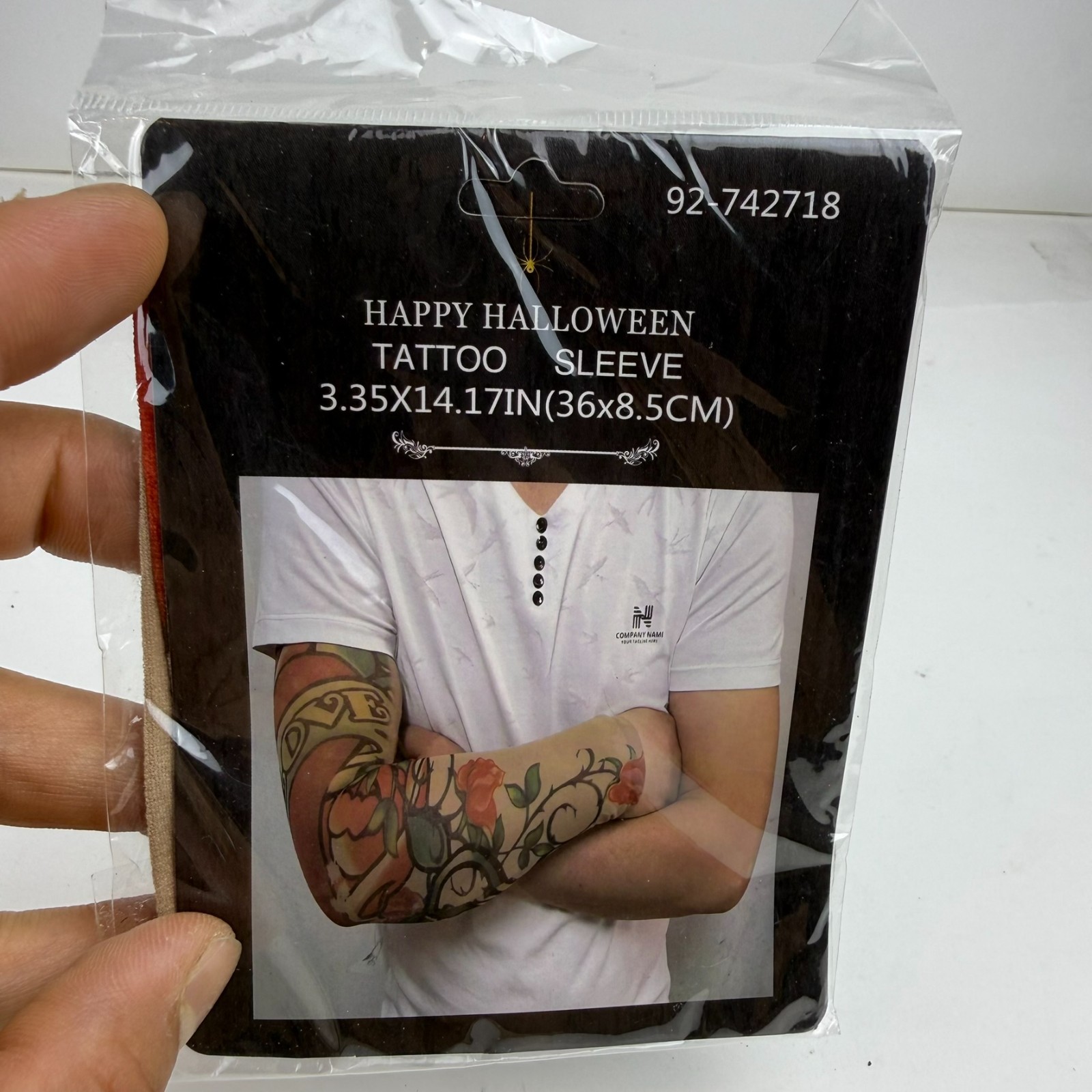 Men's Momentum Brands Happy Halloween Rose Tattoo Sleeve 3.35 x 14.17