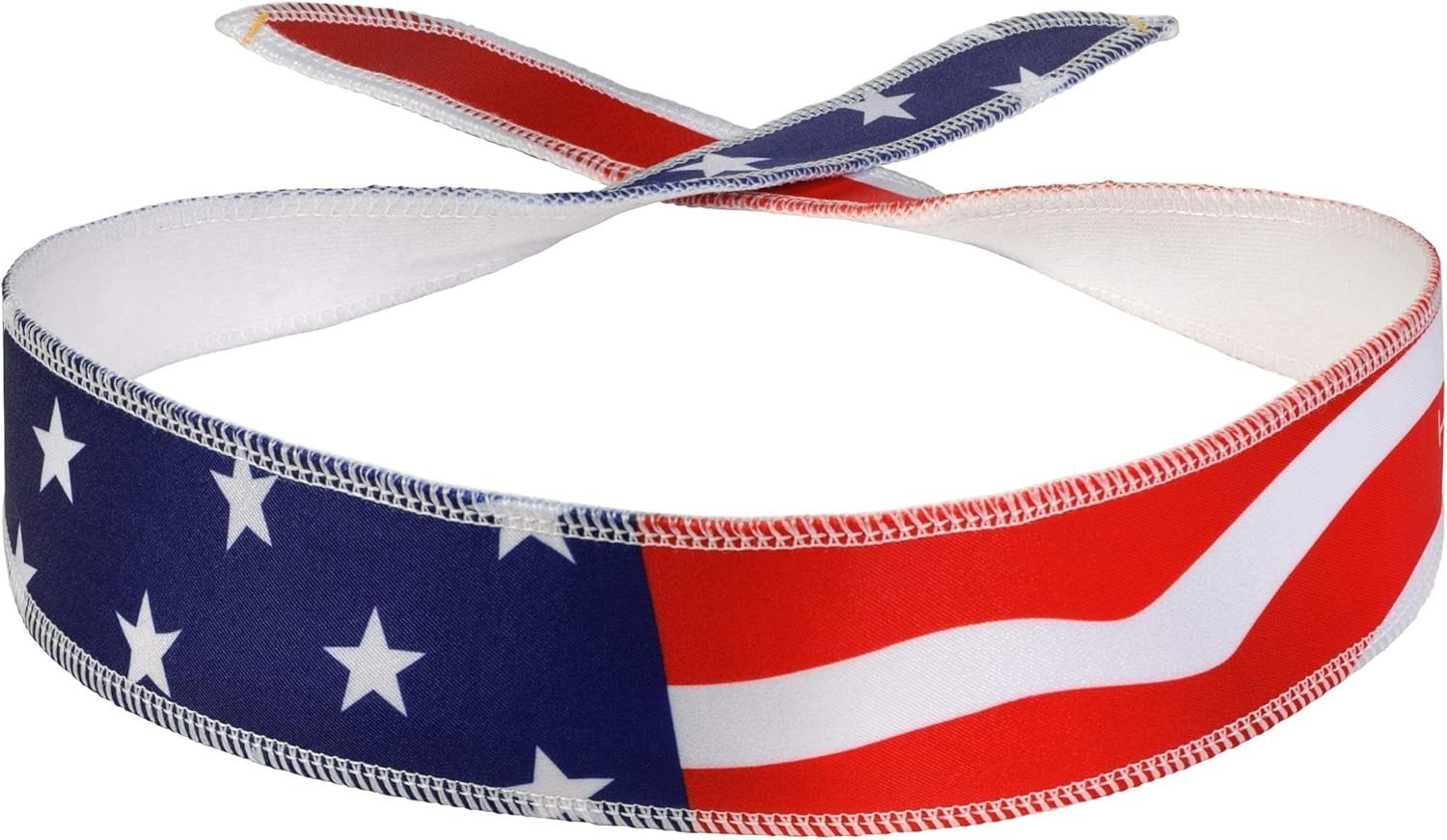 Halo Headband I Tie Version Sweatband - USA FLAG - Custom Fit - Made in USA