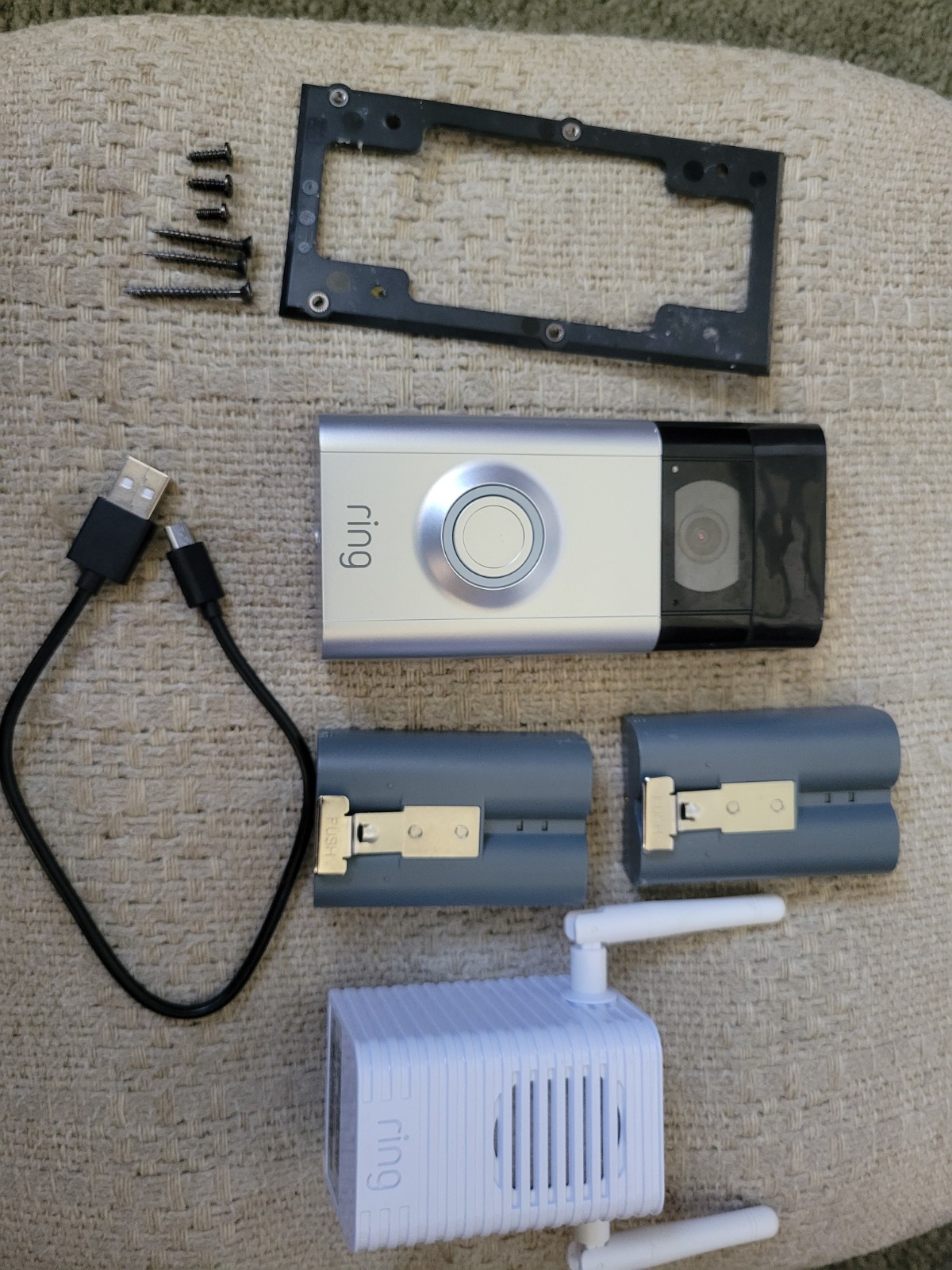 Ring doorbell 2 with add on interior plug in chime, 2 batteries