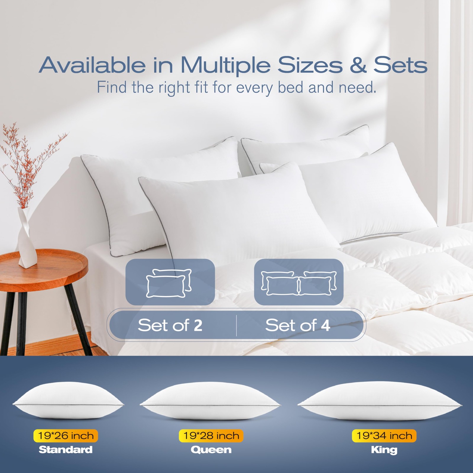 Pillows Standard Size Set of 4, Ultra Thick Down Alternative Bed Pillows,Cool...