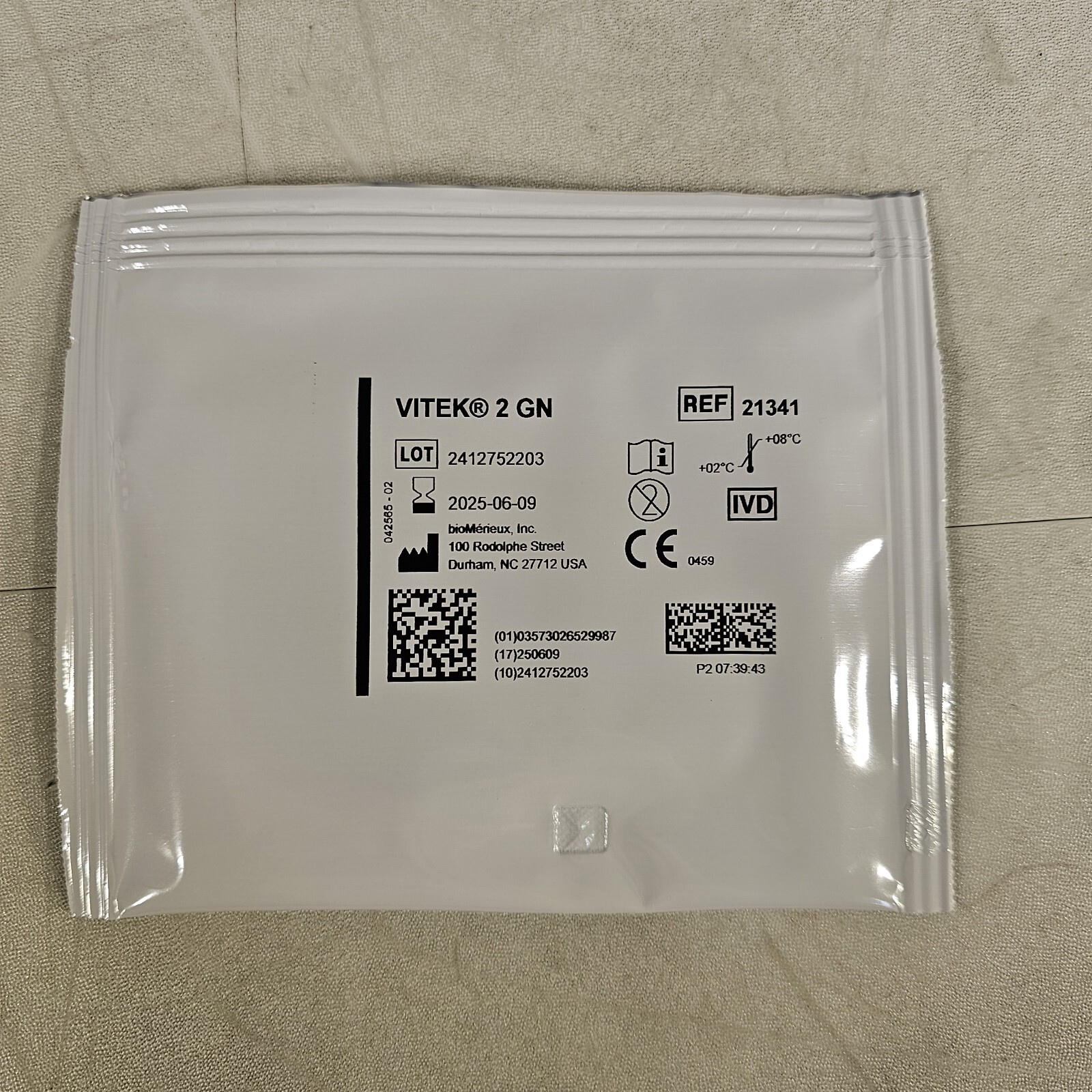 BioMerieux Vitek 2 GN Test Kit  Reagent Card 21341 - 1 Card