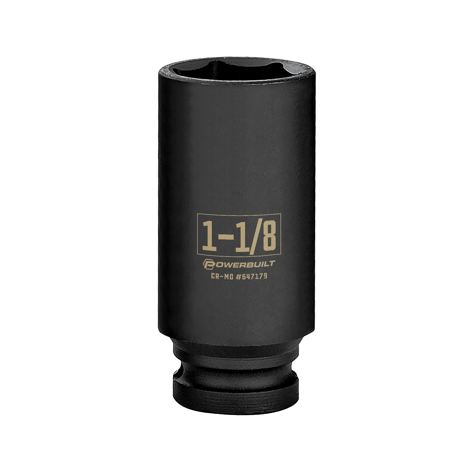 Powerbuilt 1/2 Inch Drive x 1-1/8 Inch 6 Point Deep Impact Socket - 647179