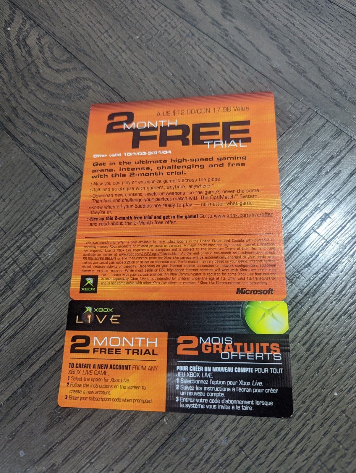 2004 Expired Unused/Unscratched Original Xbox Live 2 Month Free Trial