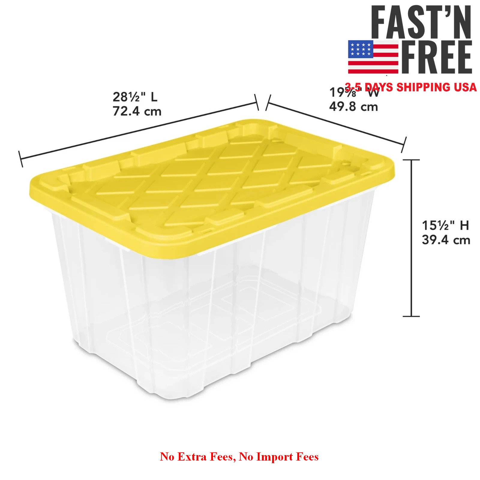 Sterilite Large Storage Bin, 27 Gallon Durable Plastic Storage Tote with Snap-On