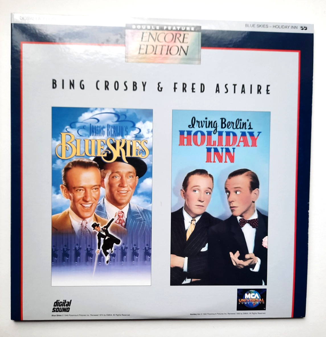 BING CROSBY & FRED ASTAIRE Double Feature Laserdiscs Blue Skies / Holiday Inn