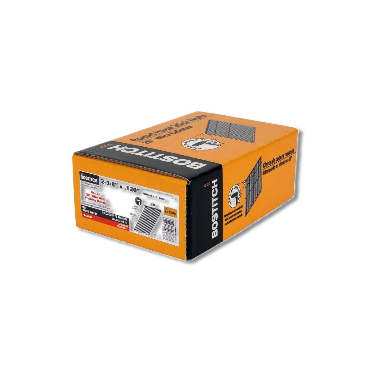 Bostitch 2-3/8 in Angled Strip Coated Stick Nails 28 deg 2000 pk S8D-FH