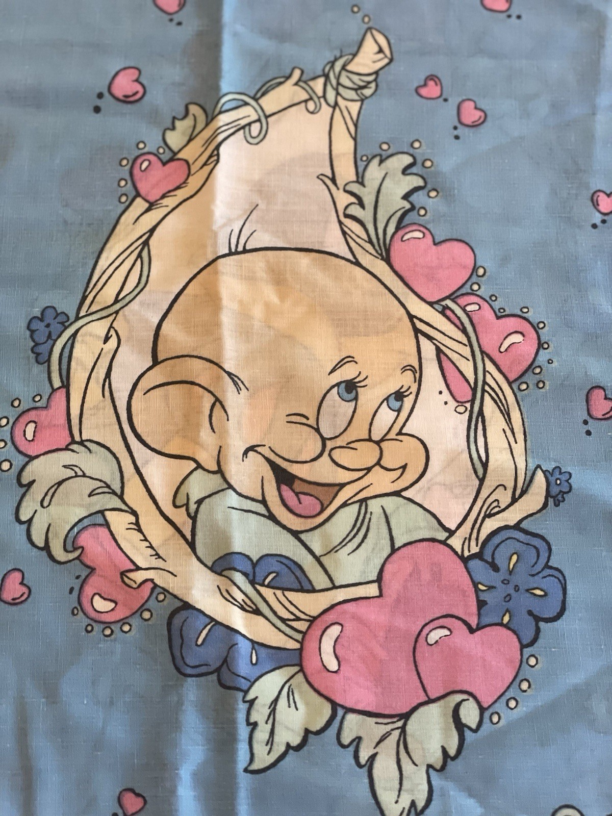 Vintage 90s Disney Snow White 2-Sided Queen Pillowcase Princess Bedding Dopey