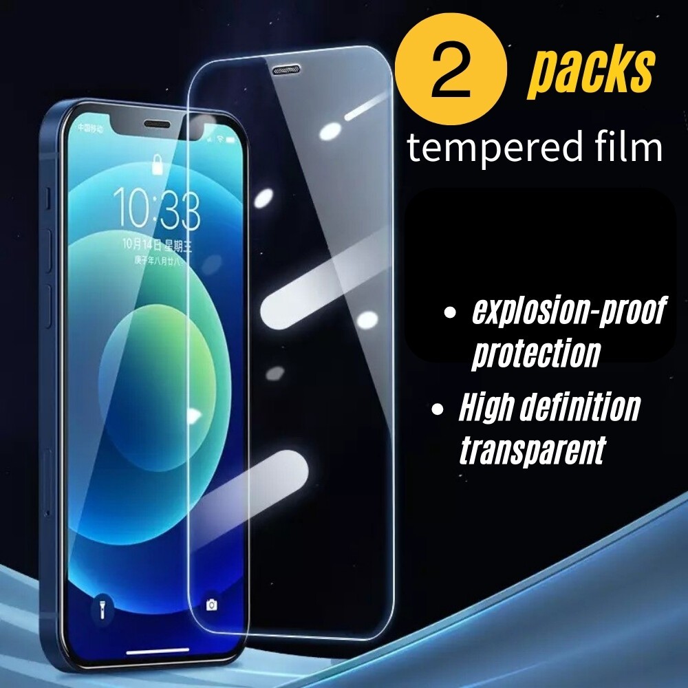 2PCS Apple tempered glass protector suitable for iPhone 14 15 16 Pro Plus Max