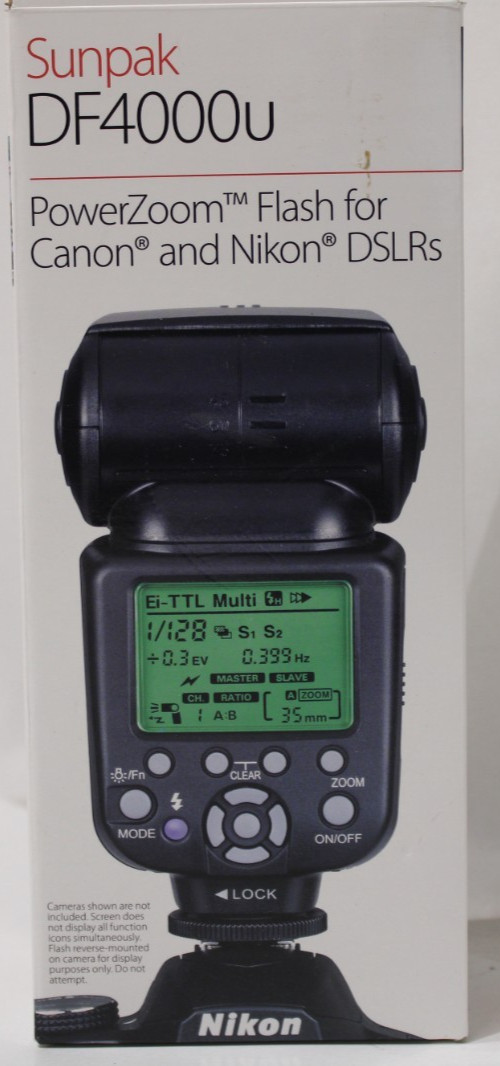 SUNPAK DF4000u PowerZoom Flash for Nikon / Canon DSLR Cameras - Open Box