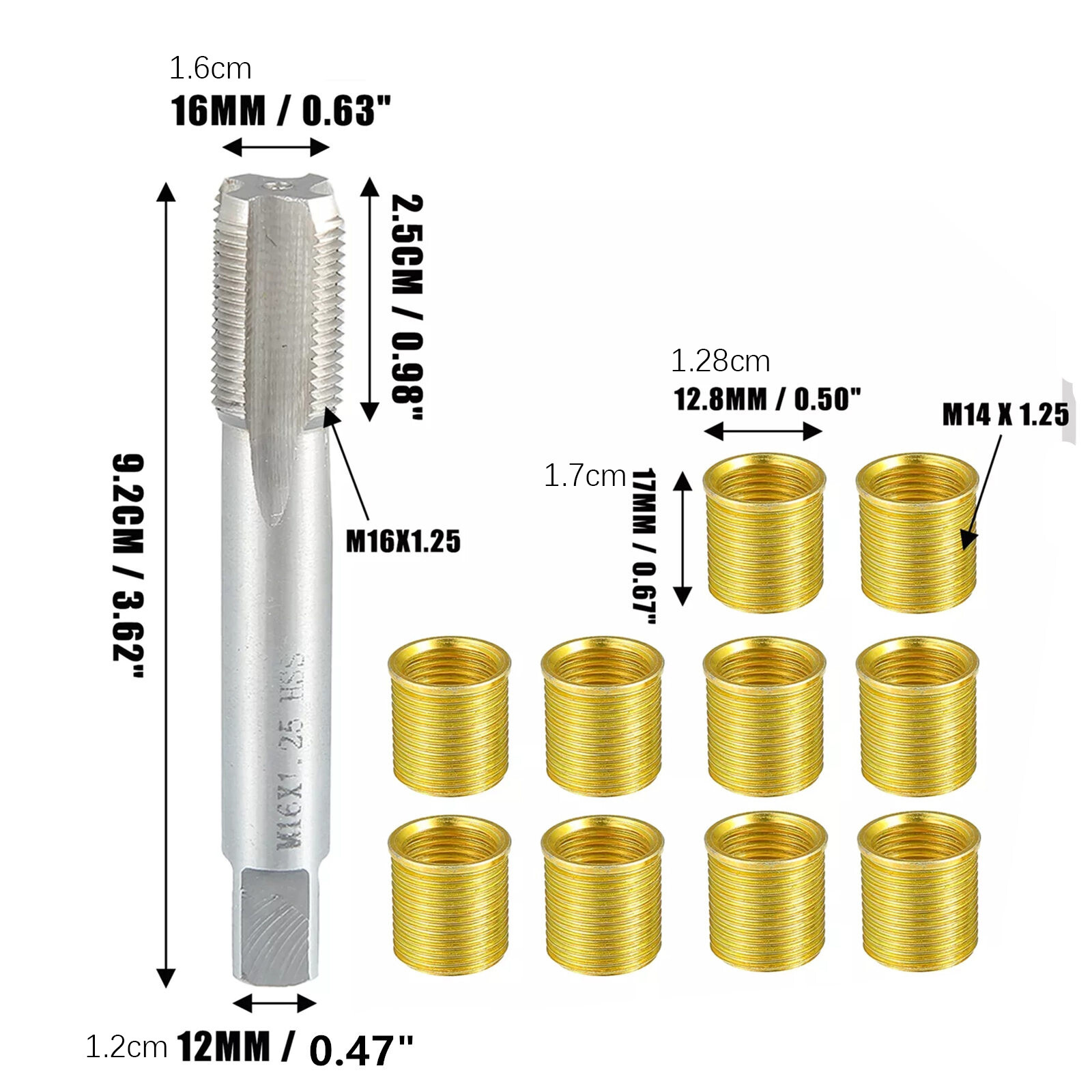 11PCS/Box Universal Spark Plug Thread Repair Tools Kit with M14x1.25 Inserts