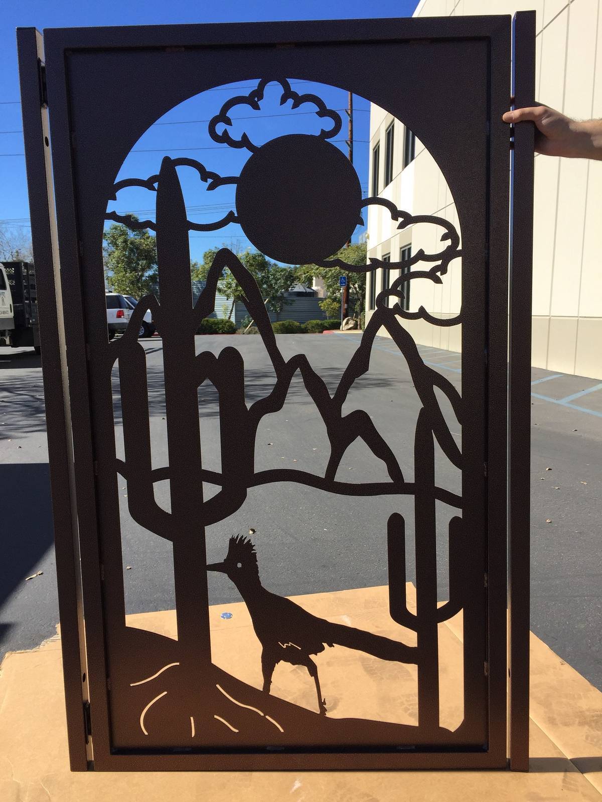 Bird Desert Metal Gate, Modern Metal Gate, Custom Art Pedestrian Walk Thru_36x60