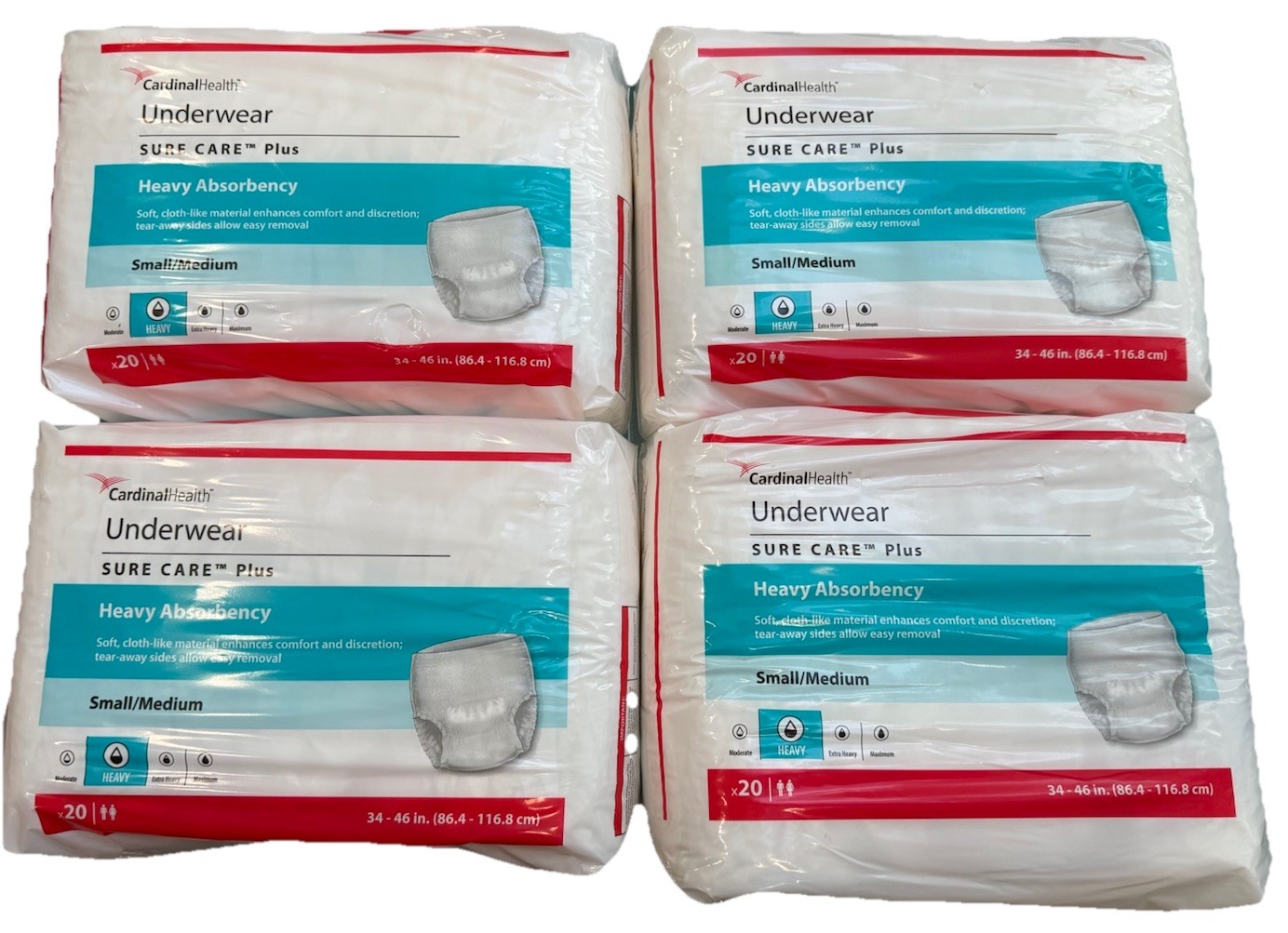 80 BRAND NEW CARDINAL HEALTH UNDERWEAR HEAVY 34”-46” 1605 SMALL/MEDIUM SURE CARE