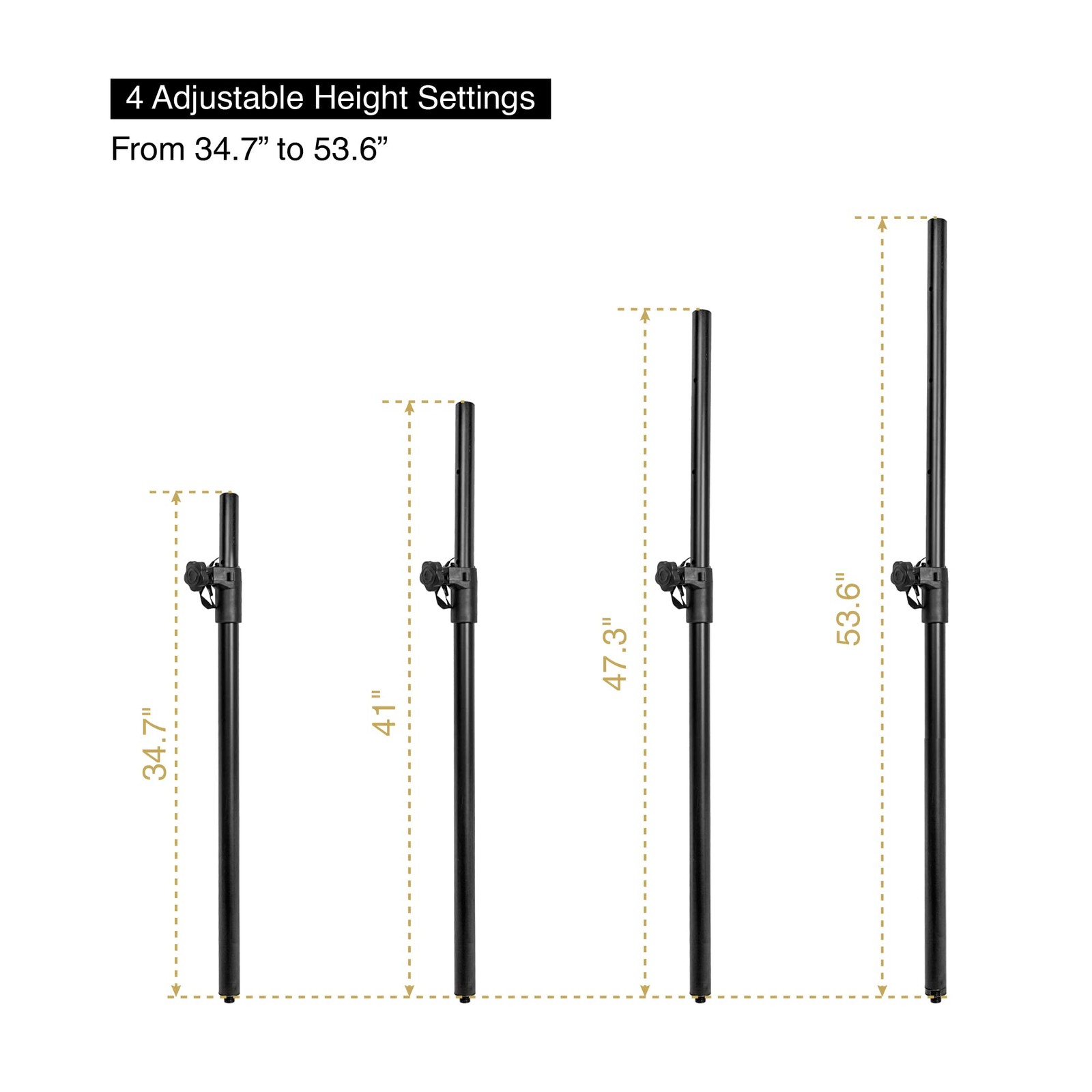 2-Pack Adjustable Height Subwoofer/Speaker Poles (35"-54") with M20 Threaded,...