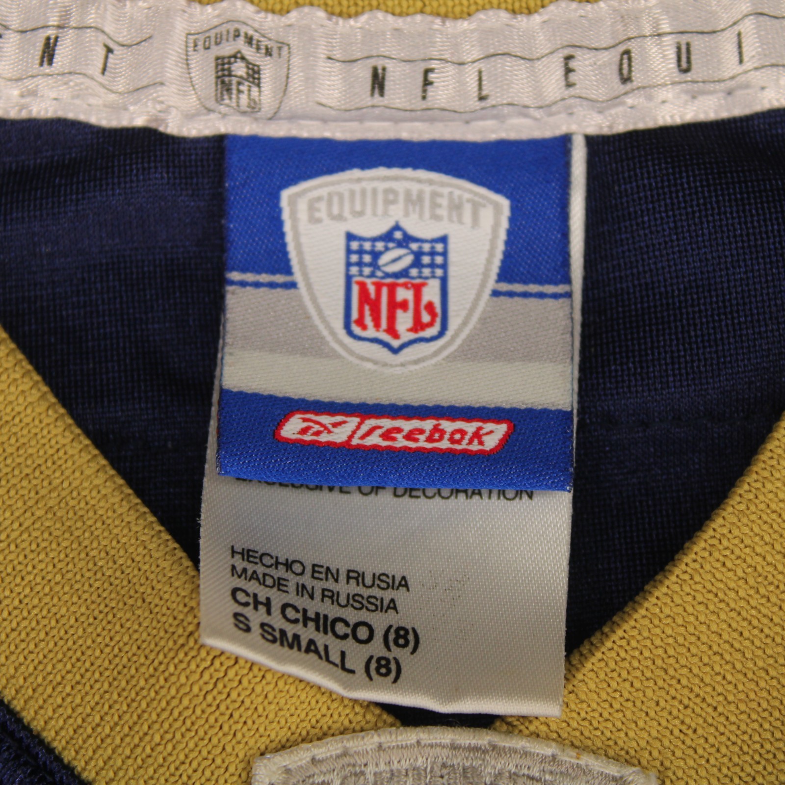 MARSHALL FAULK Vtg y2k St. Louis Rams Jersey REEBOK On Field Youth Small 8