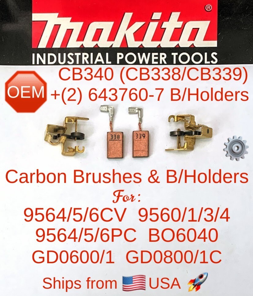 MAKITA CB340 (338/339) OEM C/Brushes & Holders for 9565CV 9566/4CV 9565PC BO6040