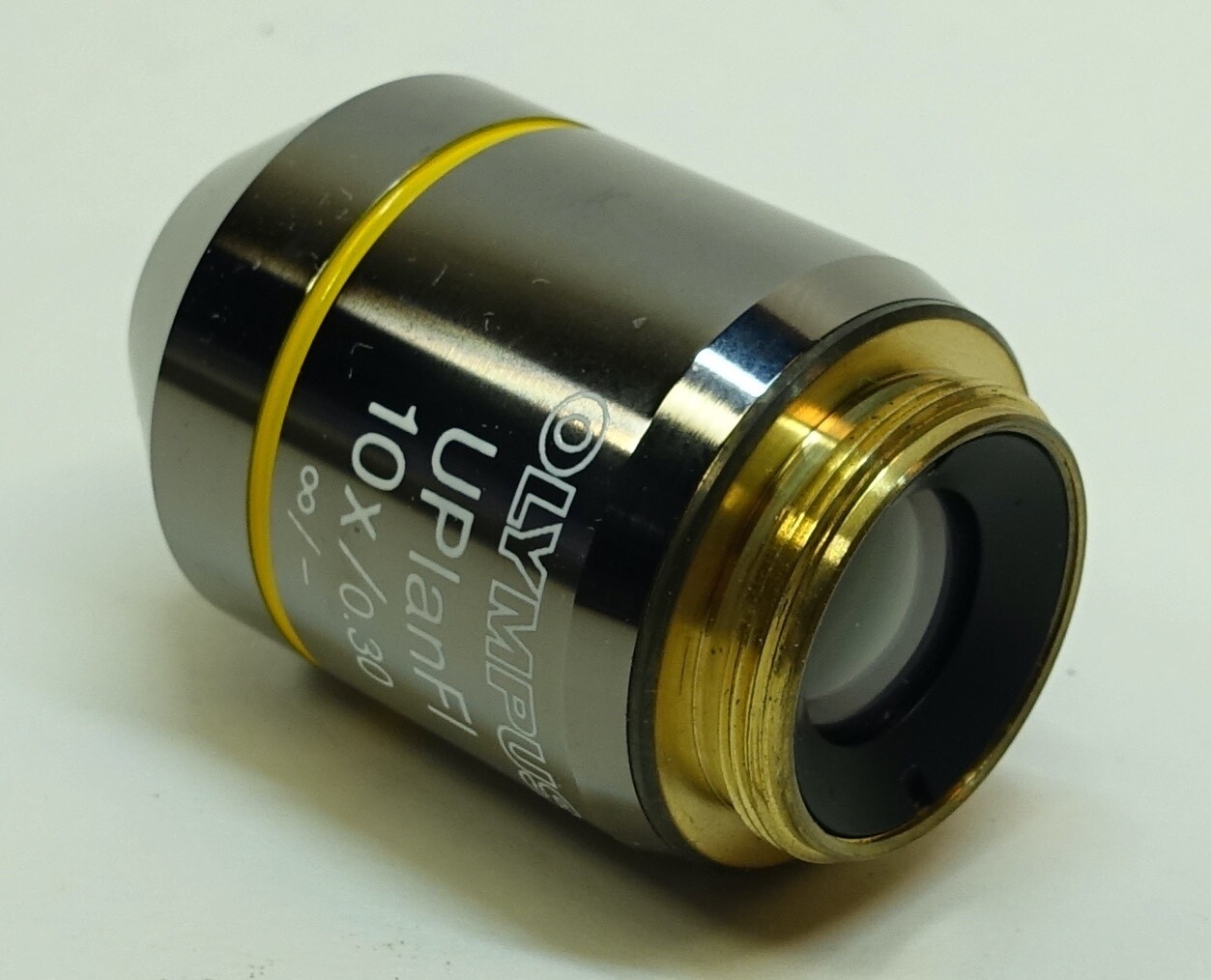Olympus UPlanFl 10X/0.30 ∞/- microscope objective: excellent condition