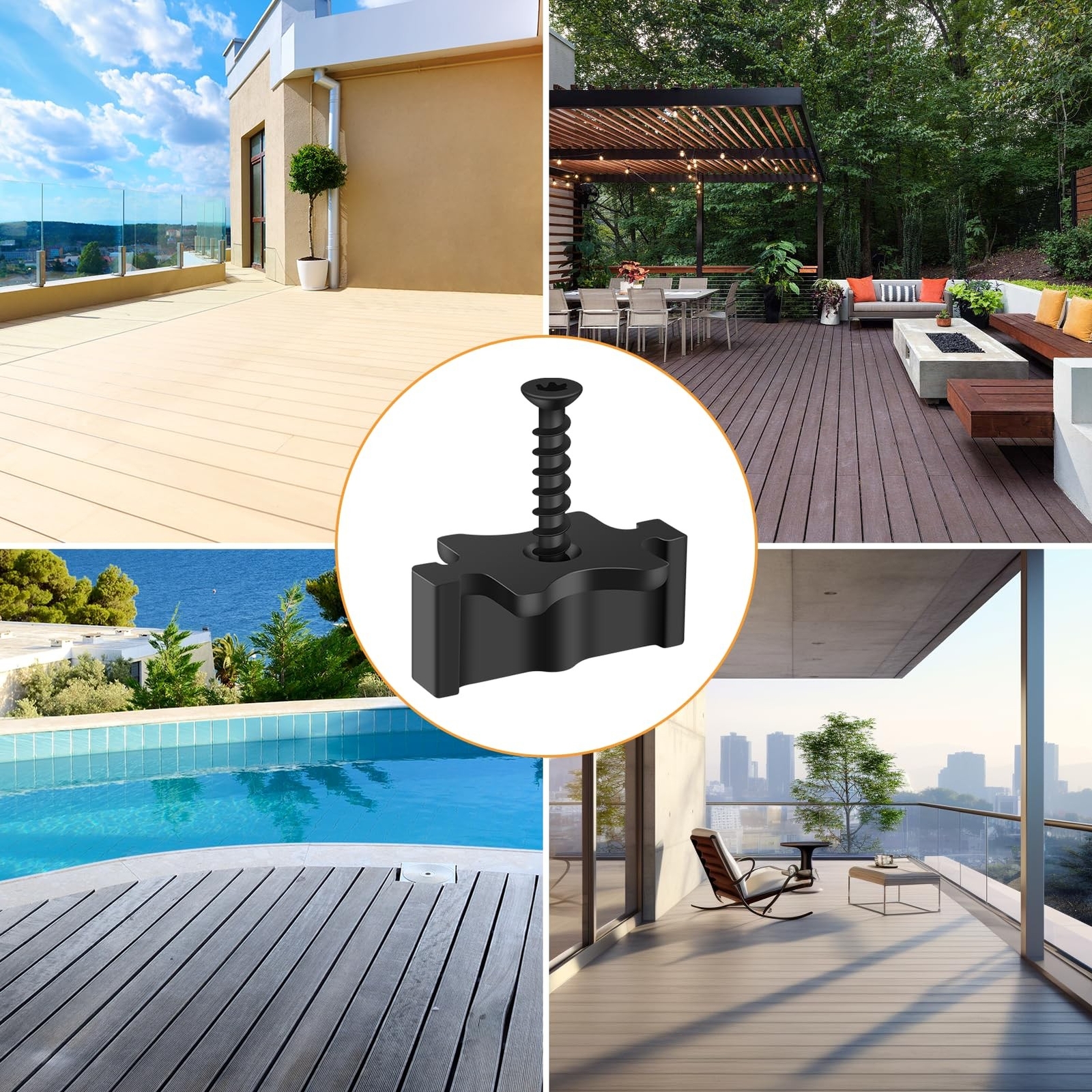 1000 Pack Hidden Deck Fasteners for Composite Decking Board, Composite Deckin...