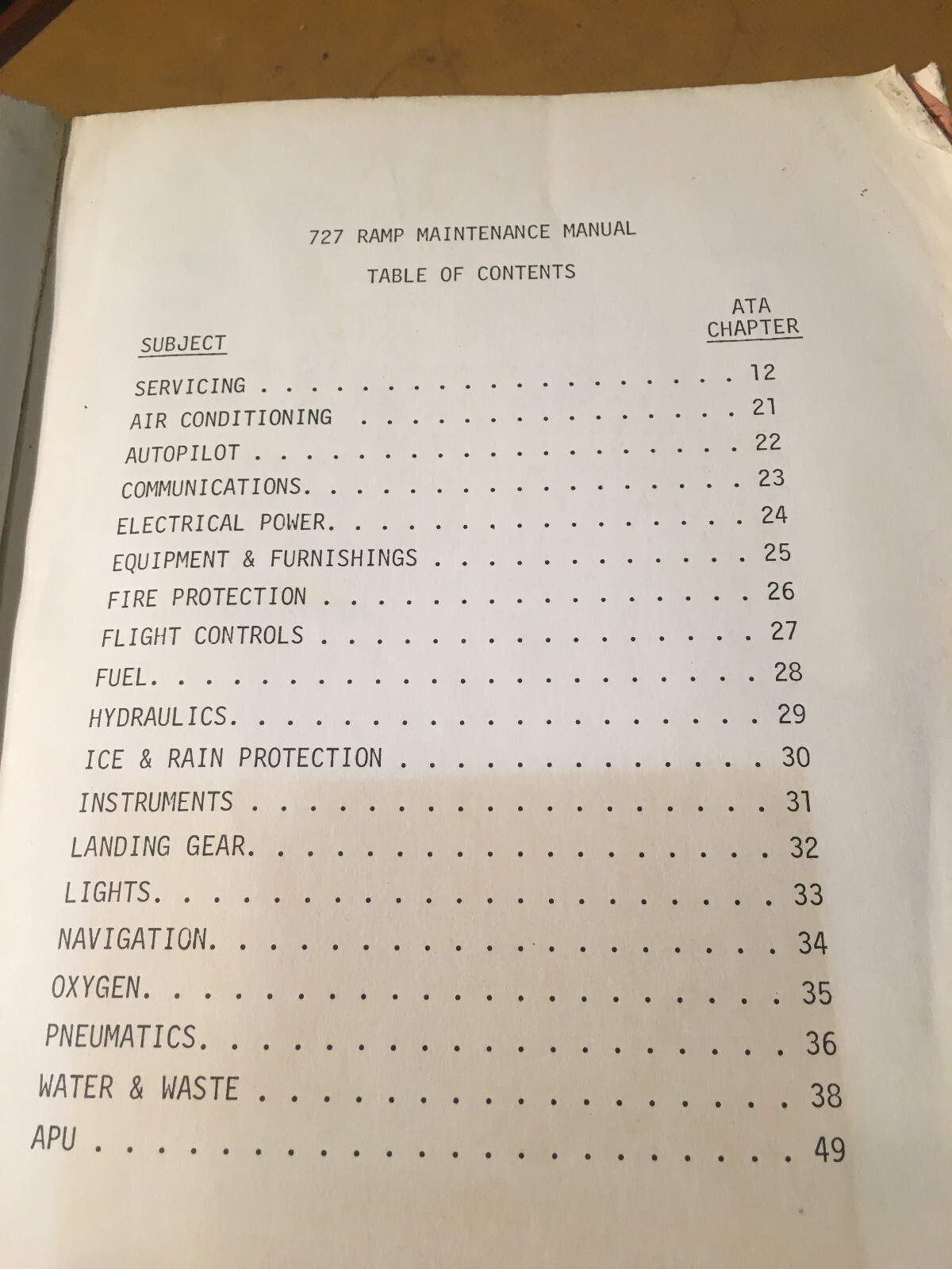 Boeing 727 Ramp Maintenance Manual