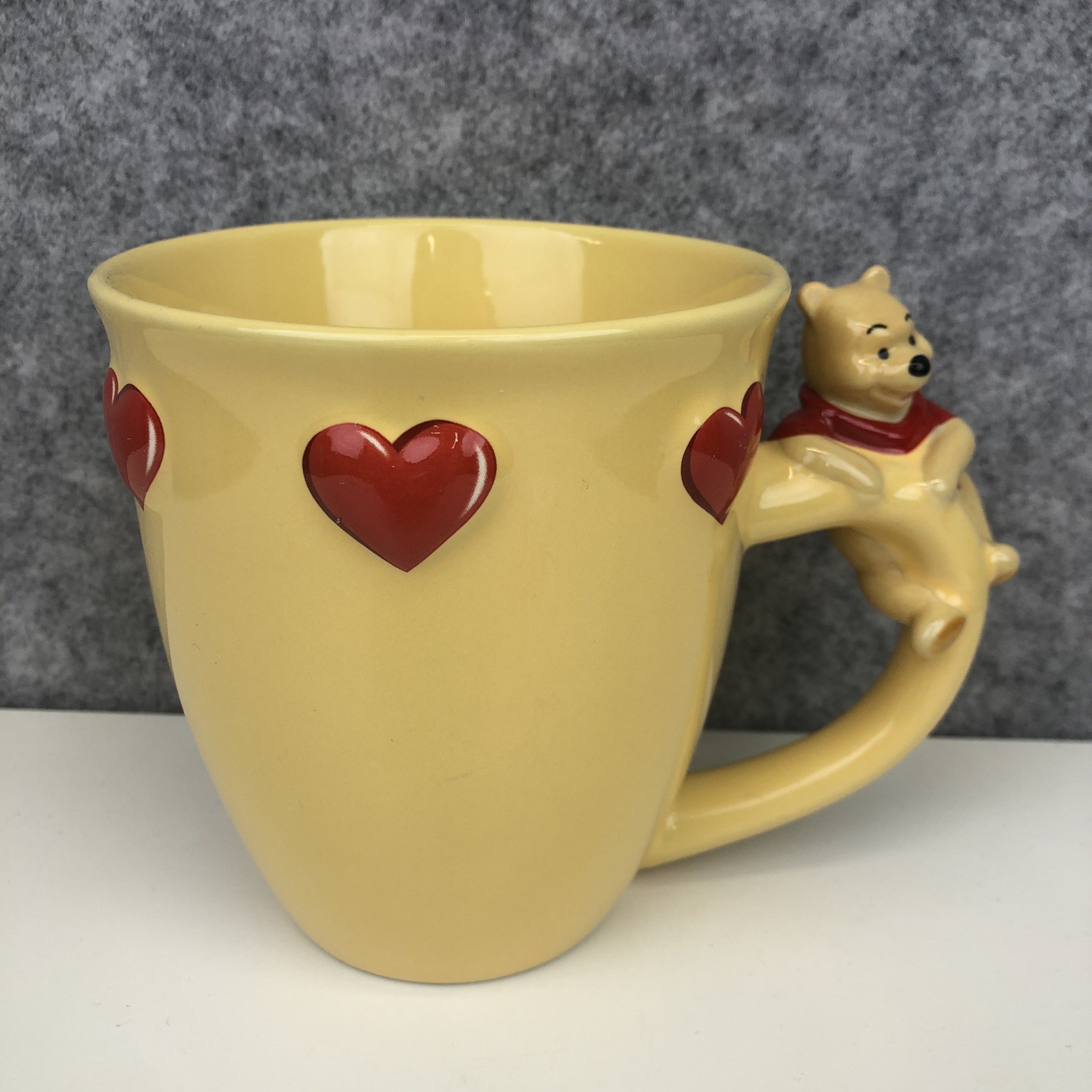 Disney Store Winnie The Pooh 3D Large Yellow Mug With Red Love Hearts A.A Milne