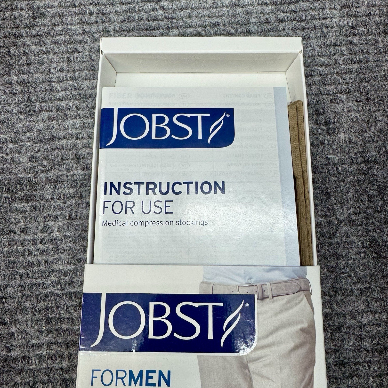 Jobst Mens Compression Stockings Khaki Socks 20-30 mmhg Large Knee CT 115102 New